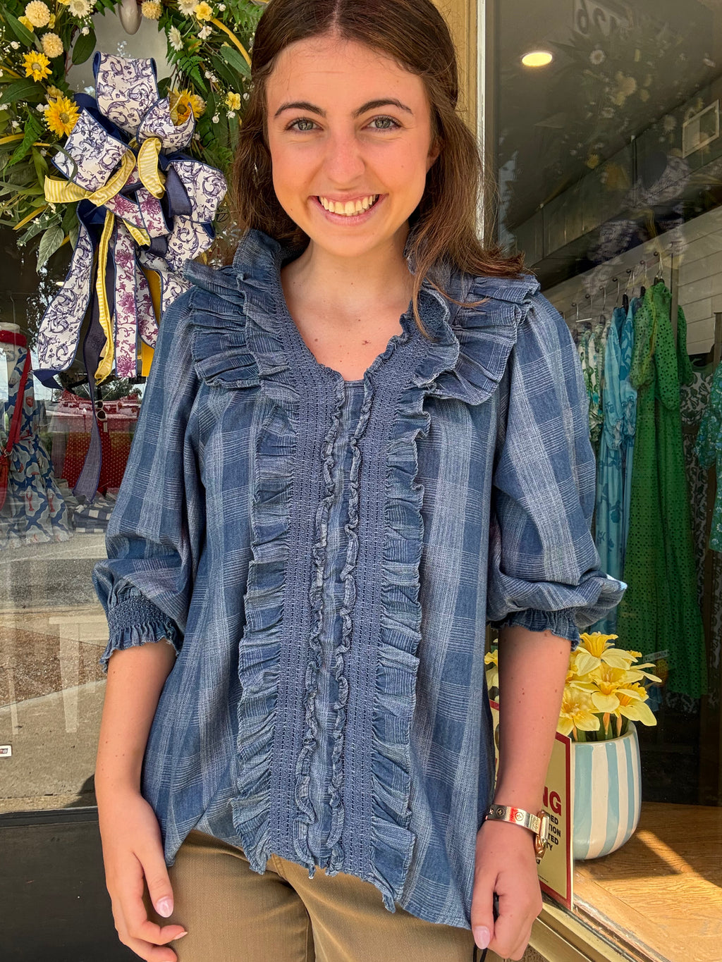 Denim Darling Plaid Top