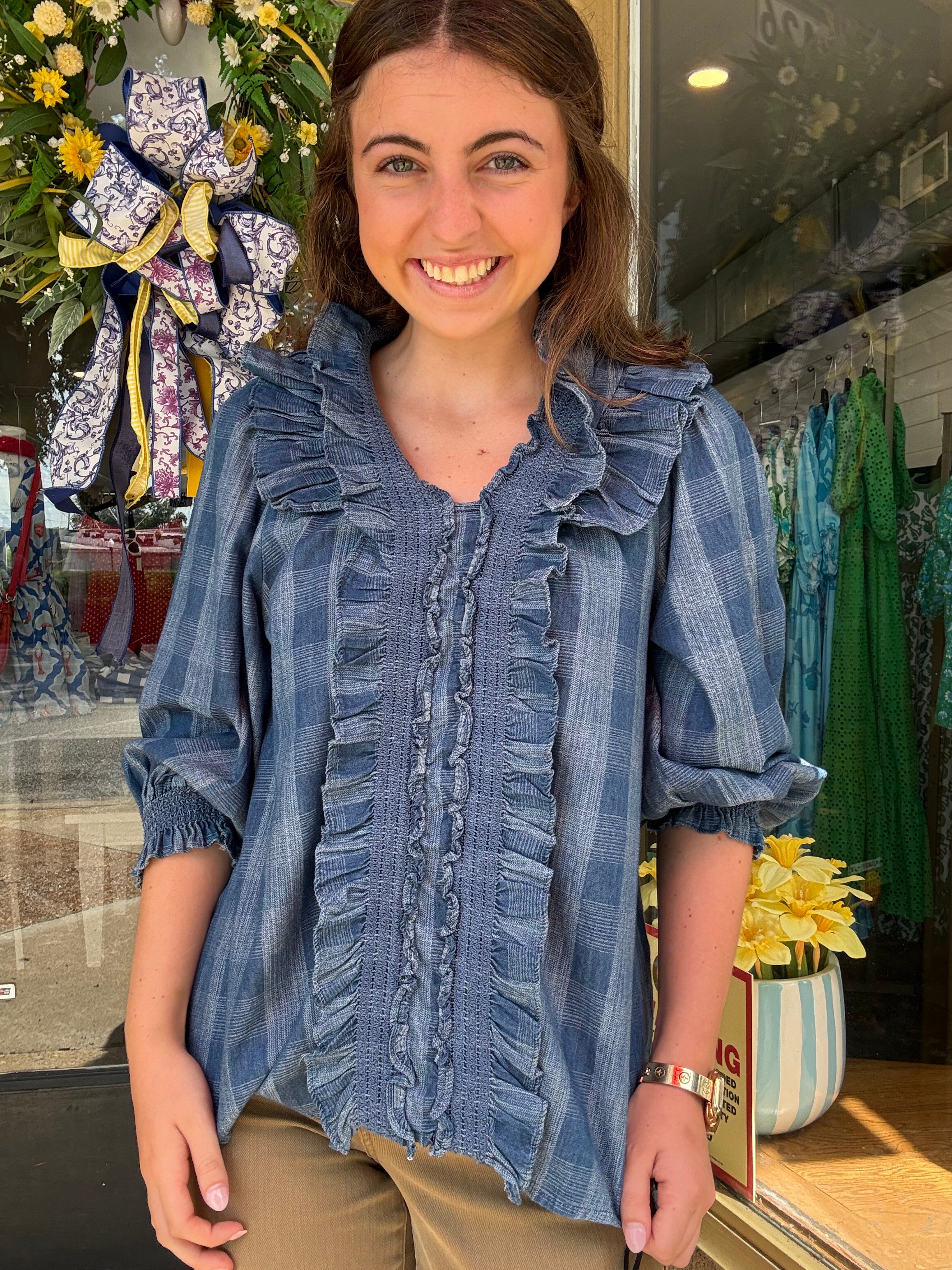 Denim Darling Plaid Top