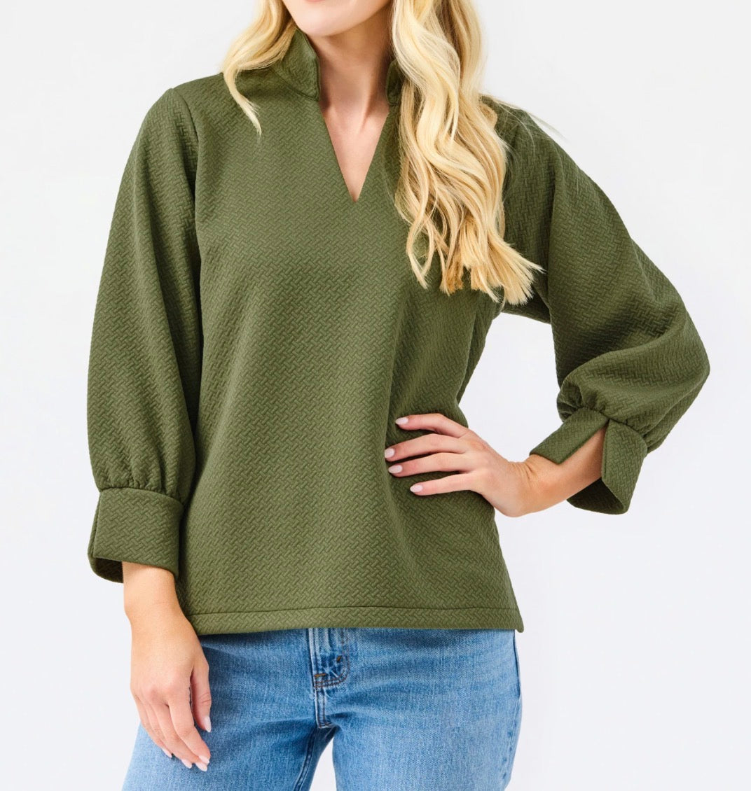 Mary Square Jocelyn Top- Olive