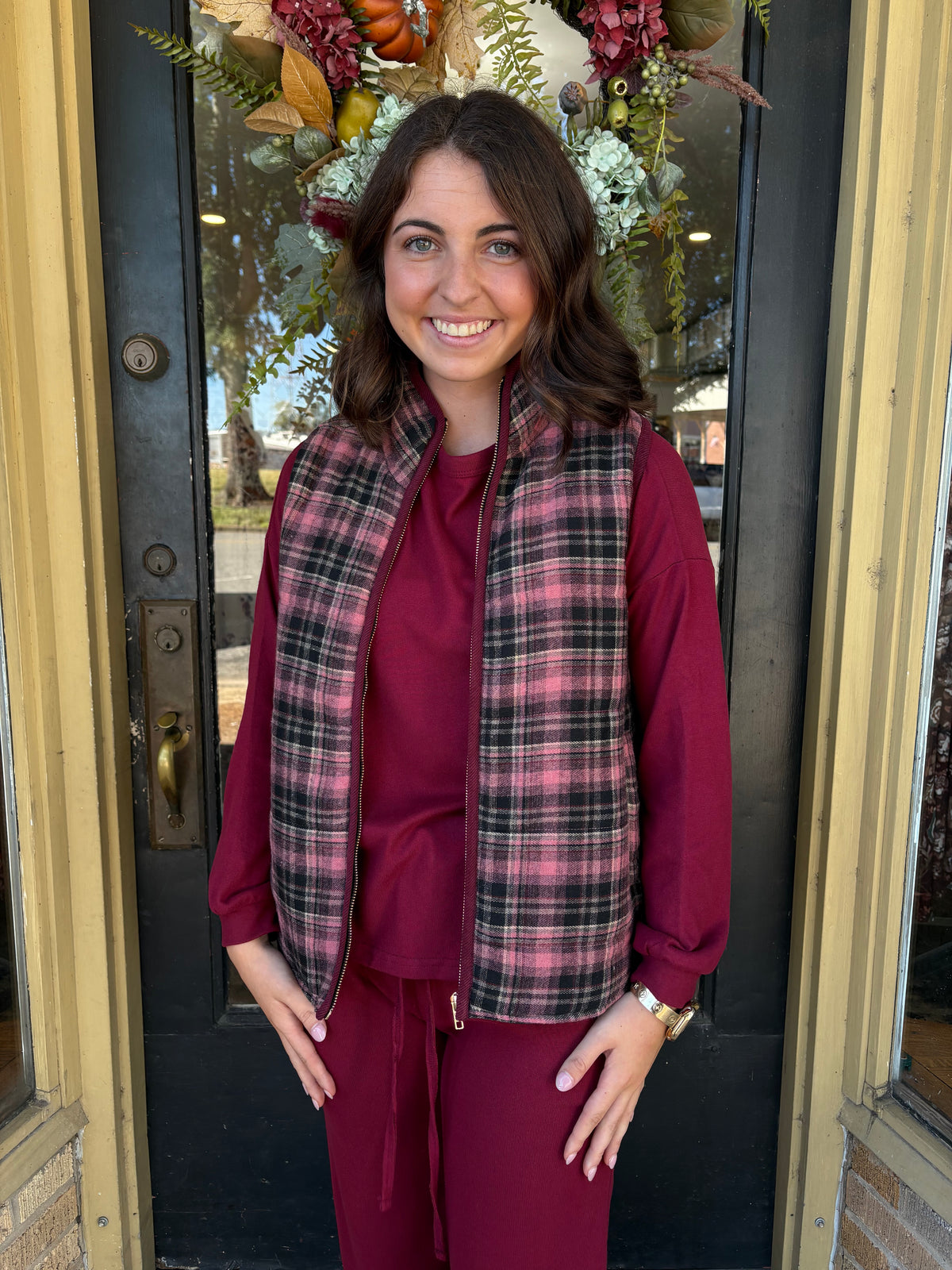 Rose Trail Plaid Vest