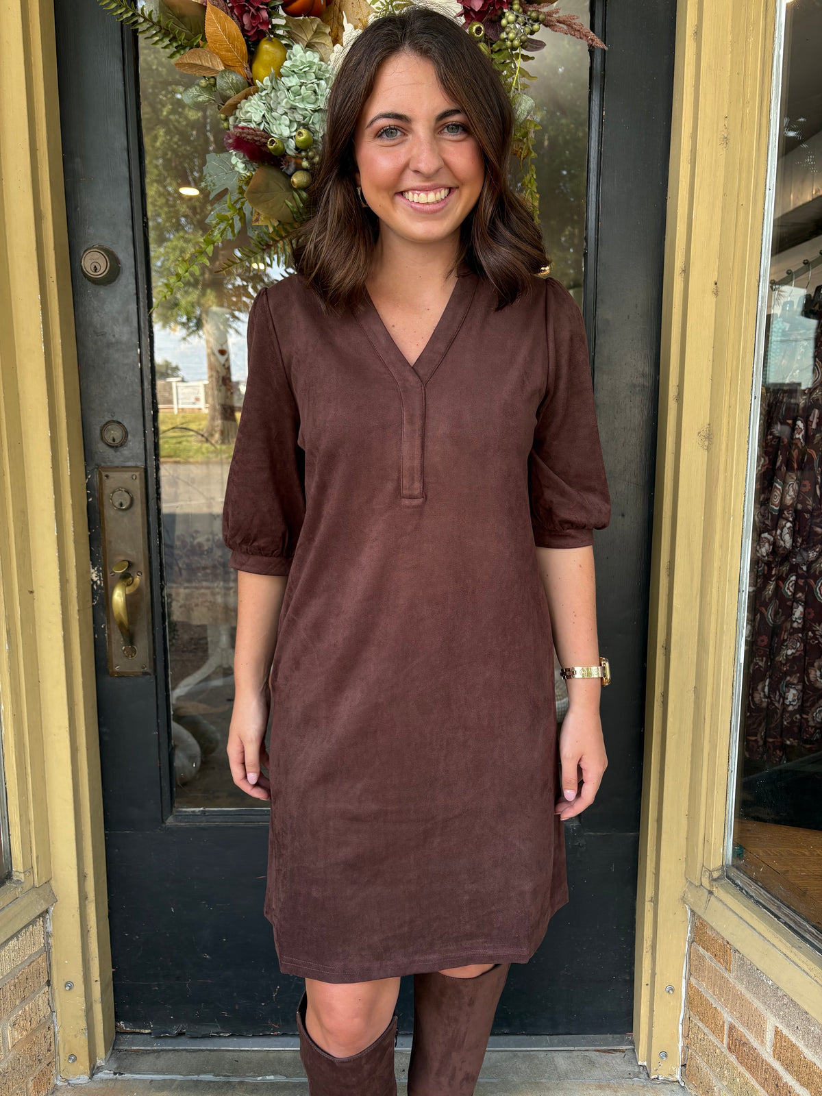 Dark Chocolate Suede Dress