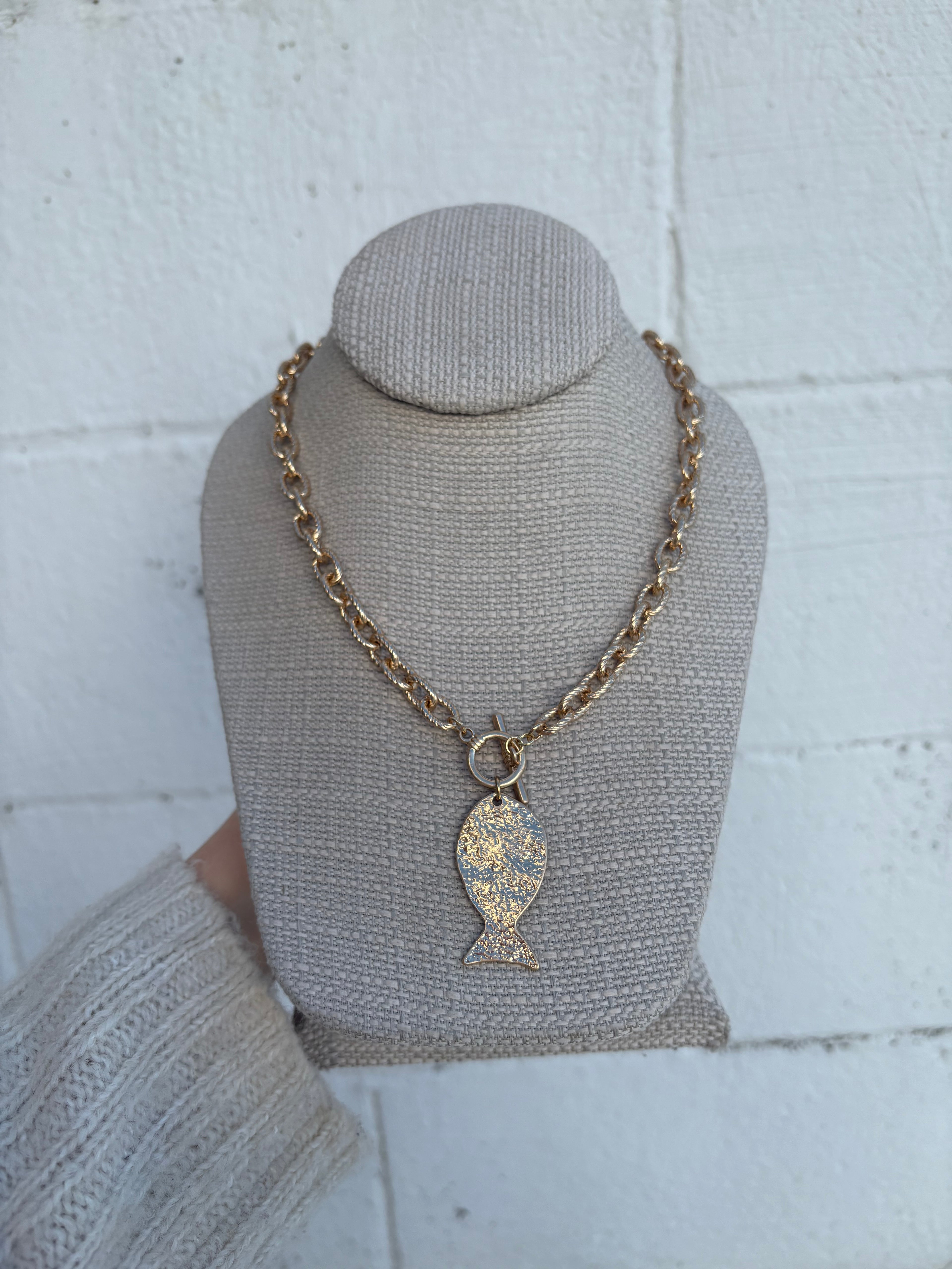 Gold Fish Charm Necklace