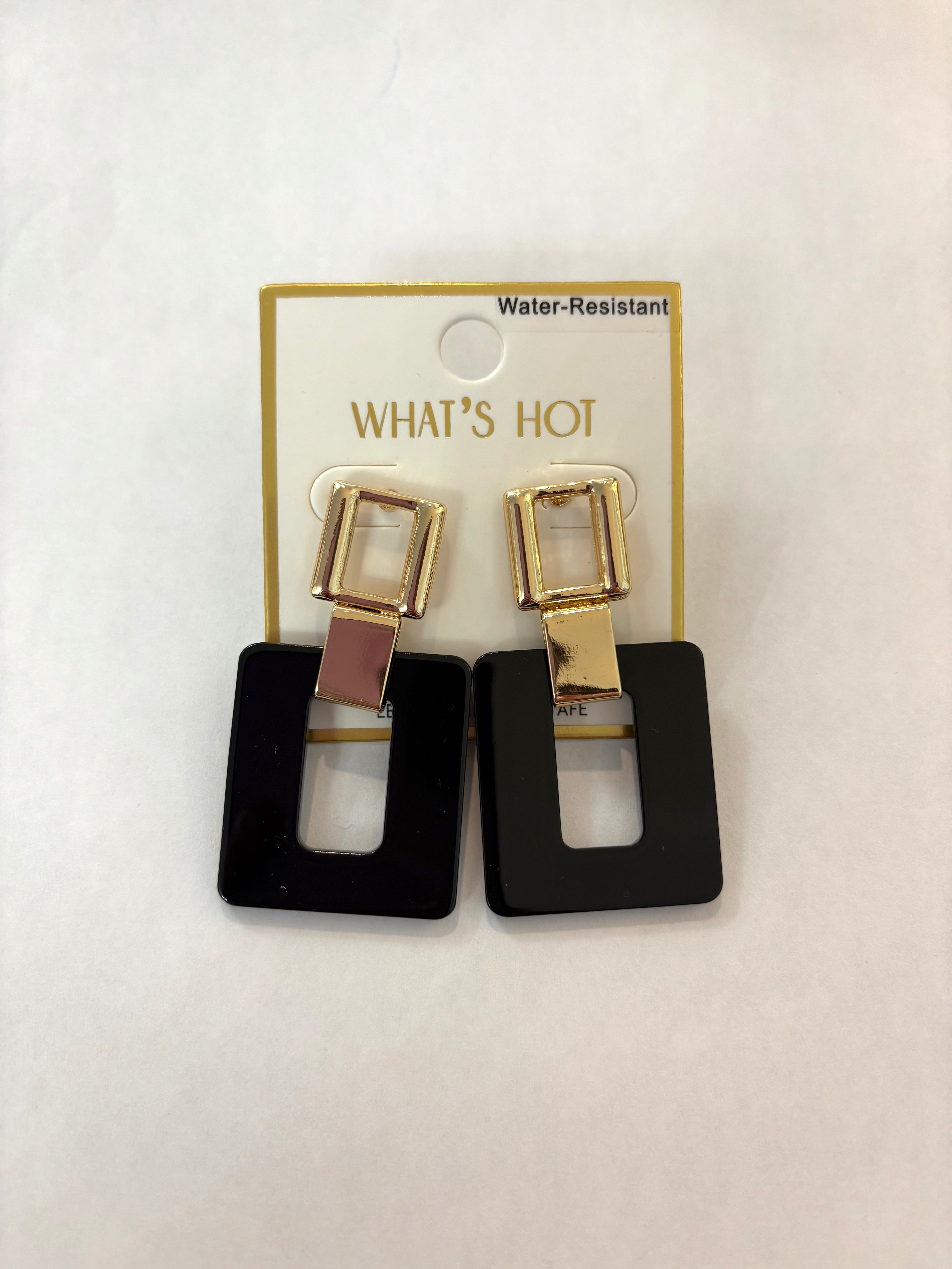 Black Acrylic Square Earrings