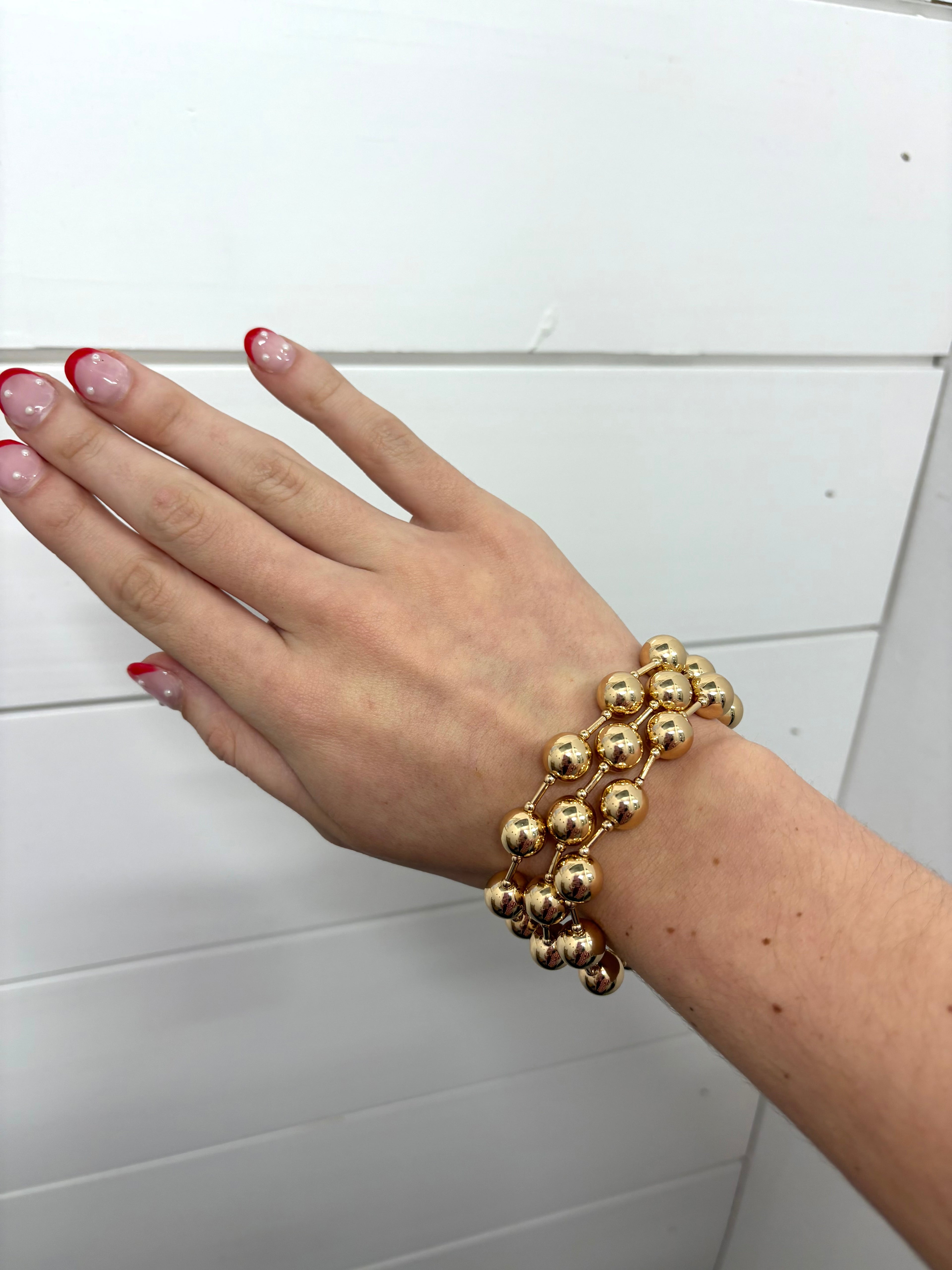 Beaded Gold Stretch Bracelet- 3 Pk