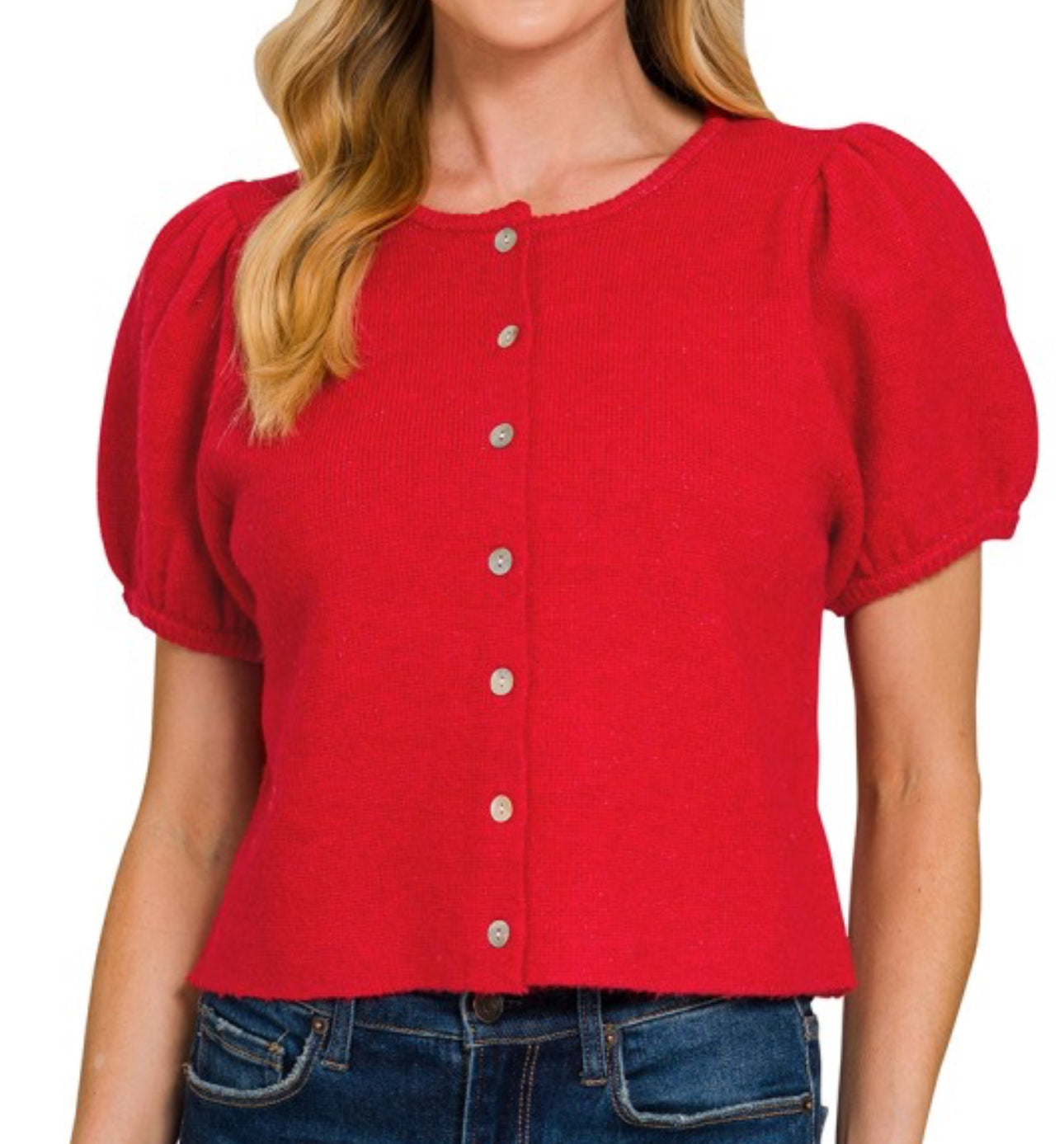 Red Button Up Cardigan