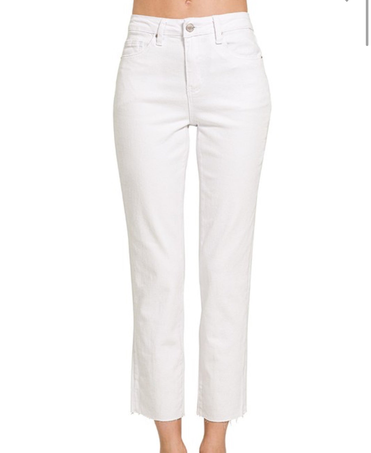 White Acid Wash Straight Pants