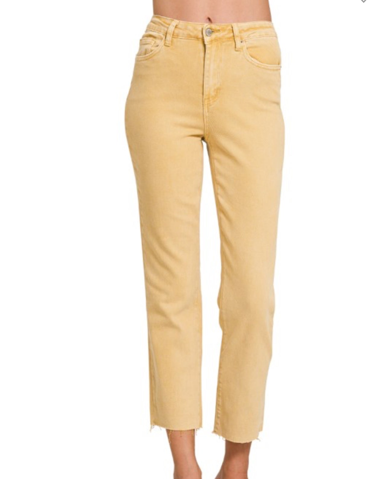 Yellow Acid Wash Straight Pants