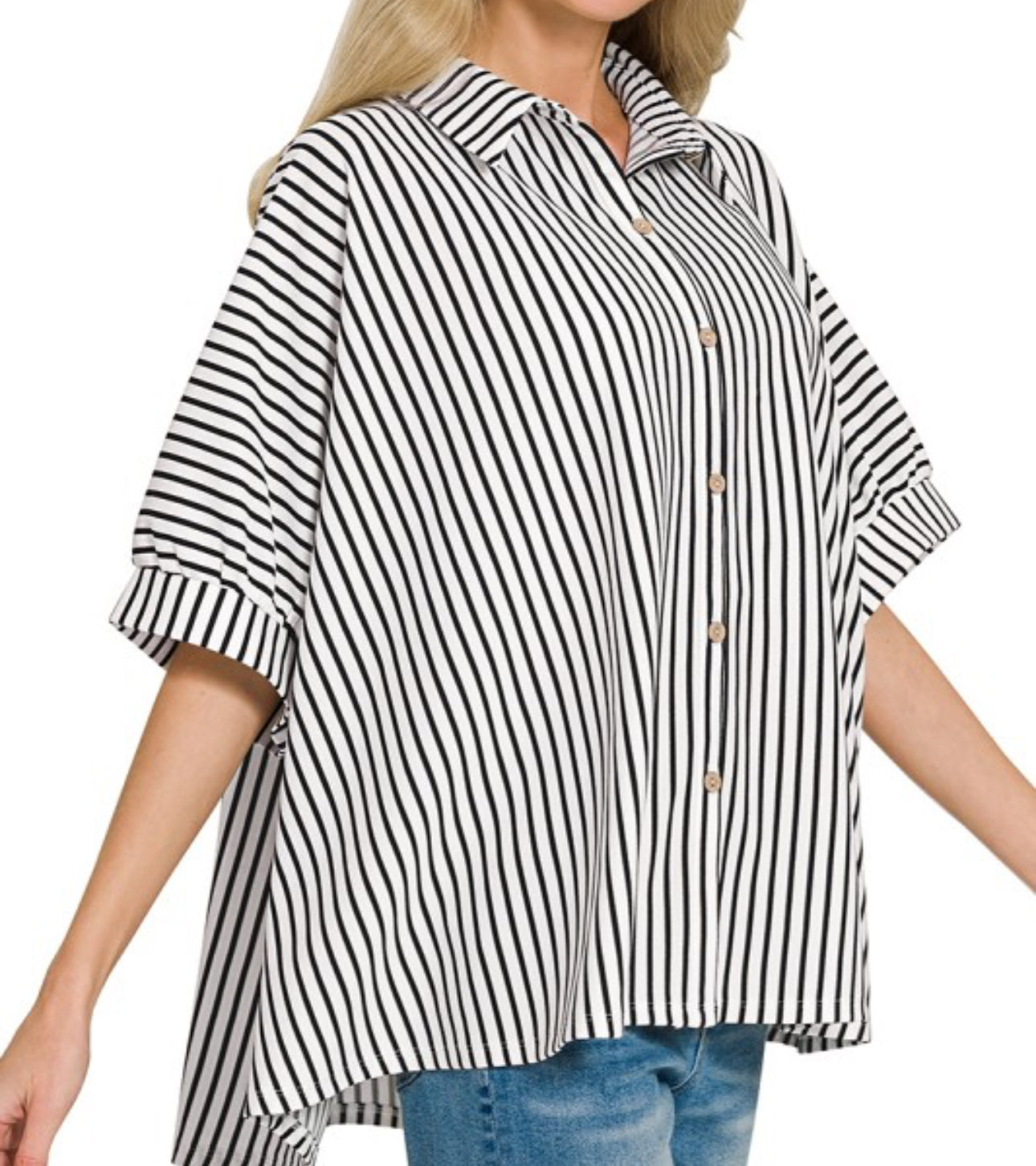 Black Striped Oversized Shirt