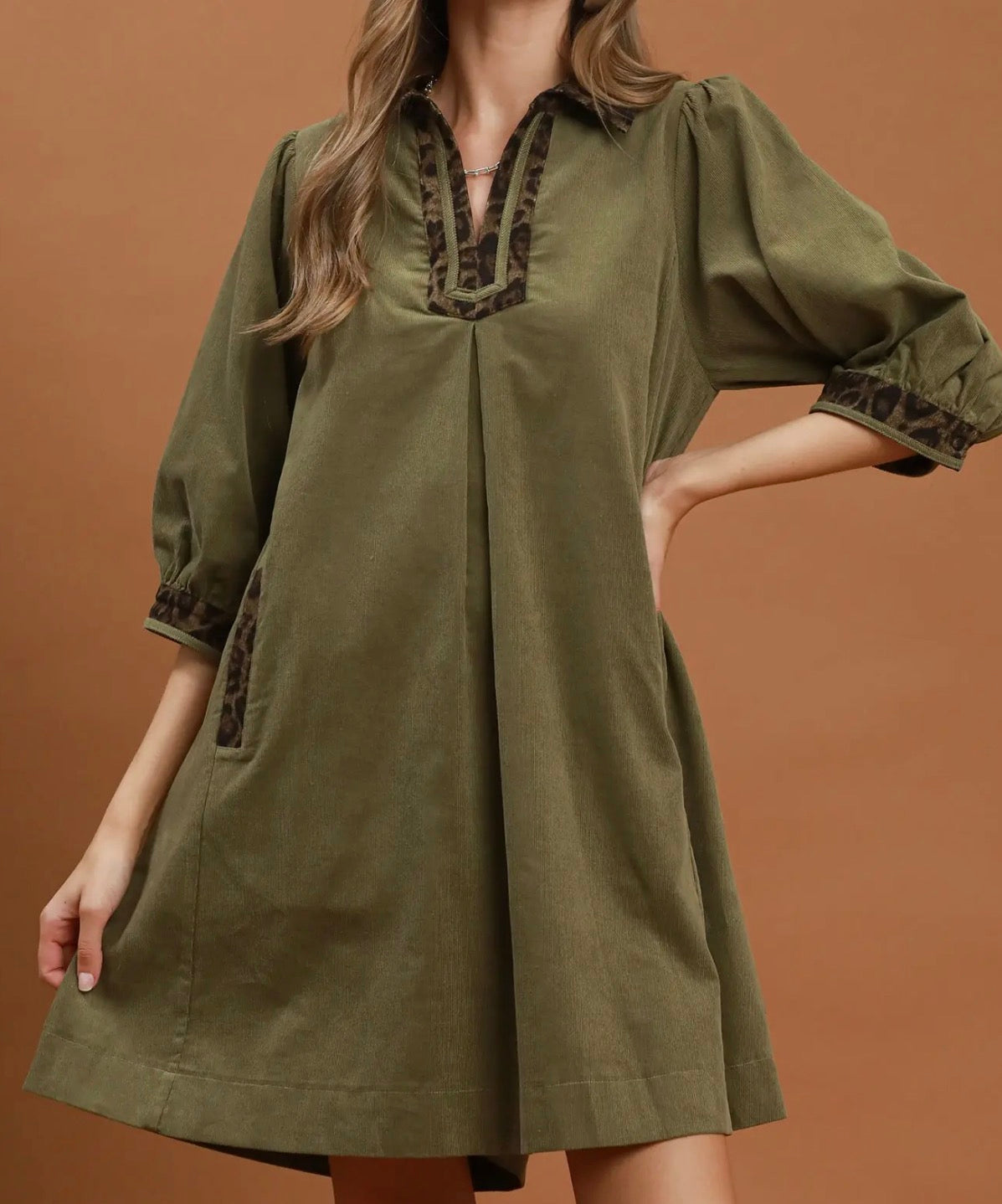 Wild Olive Corduroy Dress
