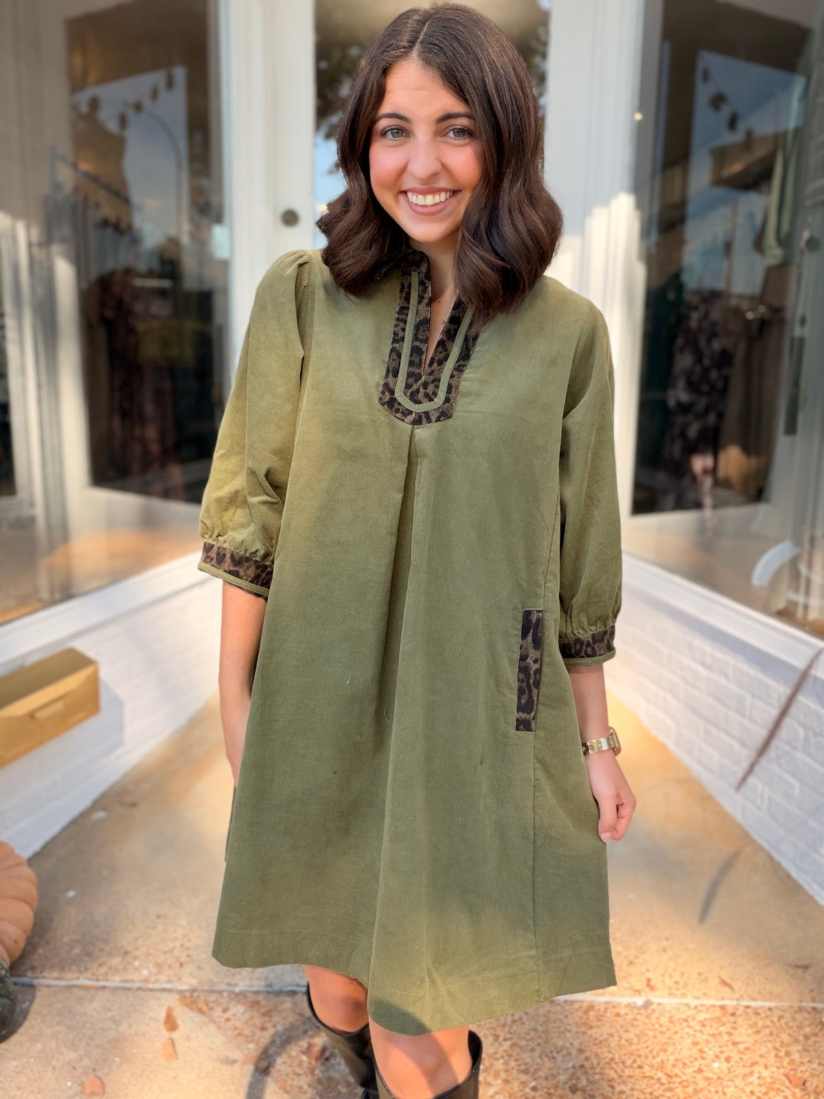 Wild Olive Corduroy Dress
