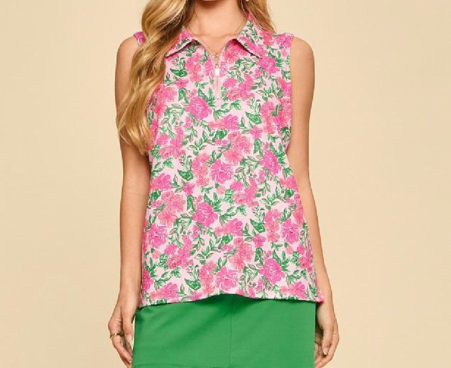 Pink Multi Floral Sleeveless Top