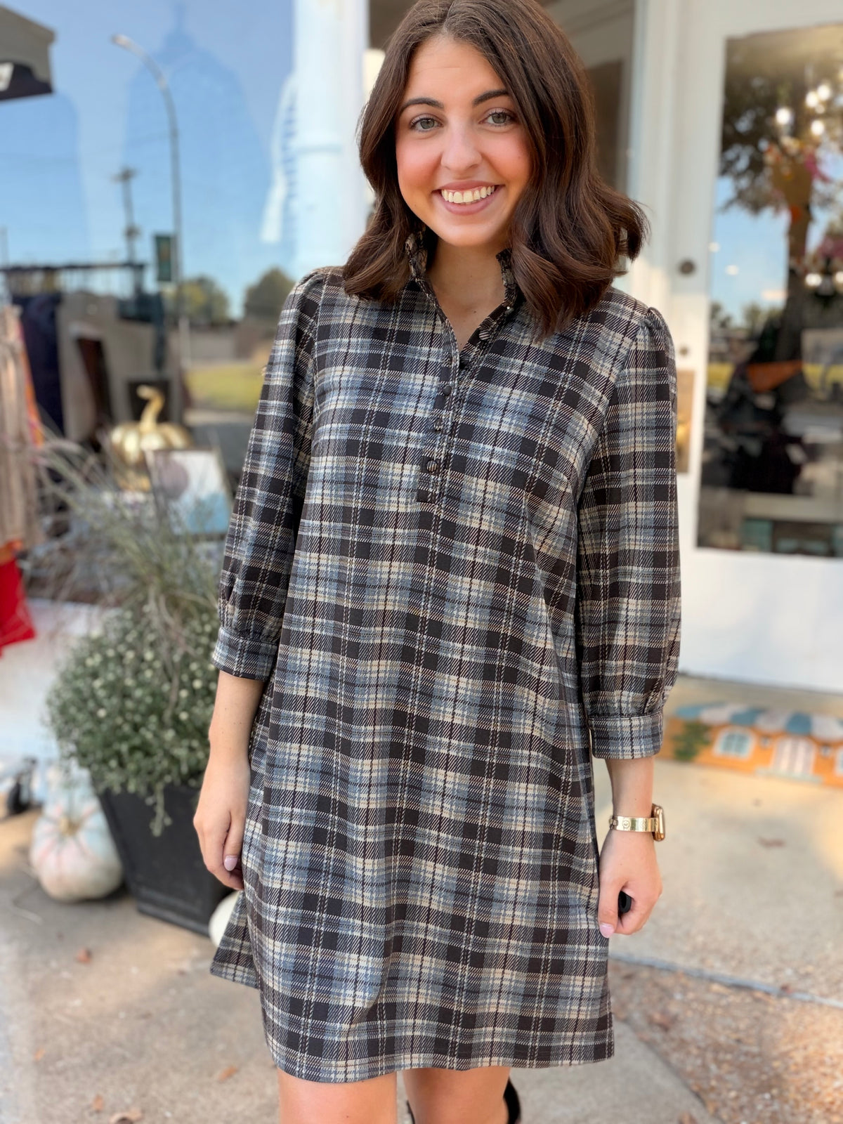 Front Porch Plaid Dress