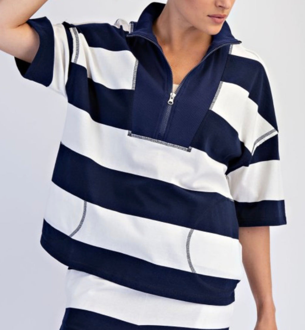 Navy Stripe Set Top - Top Only