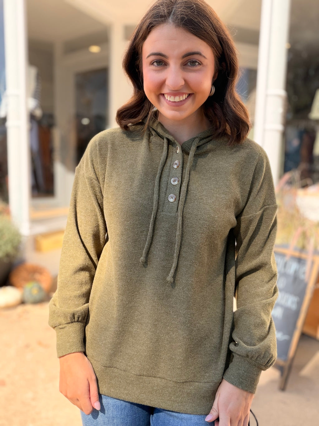 Olive Road Rib Hoodie