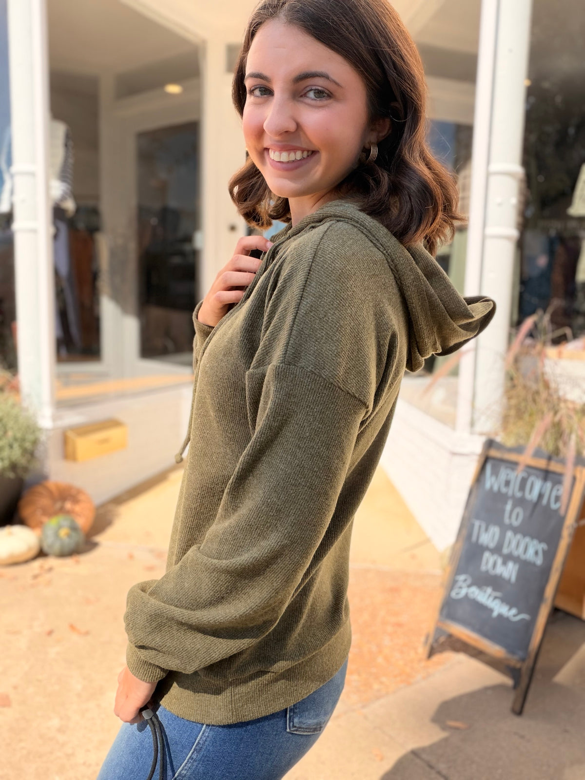 Olive Road Rib Hoodie