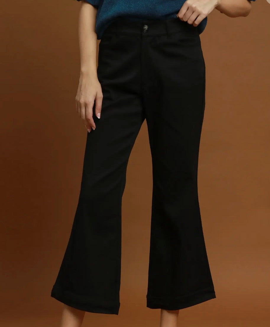 Black Cropped Flare Pants