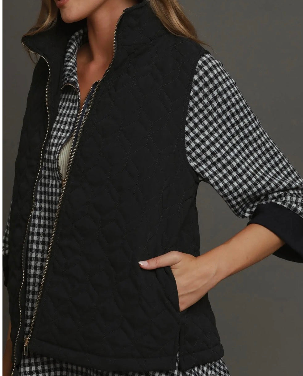 Quilted Charm Vest- Navy