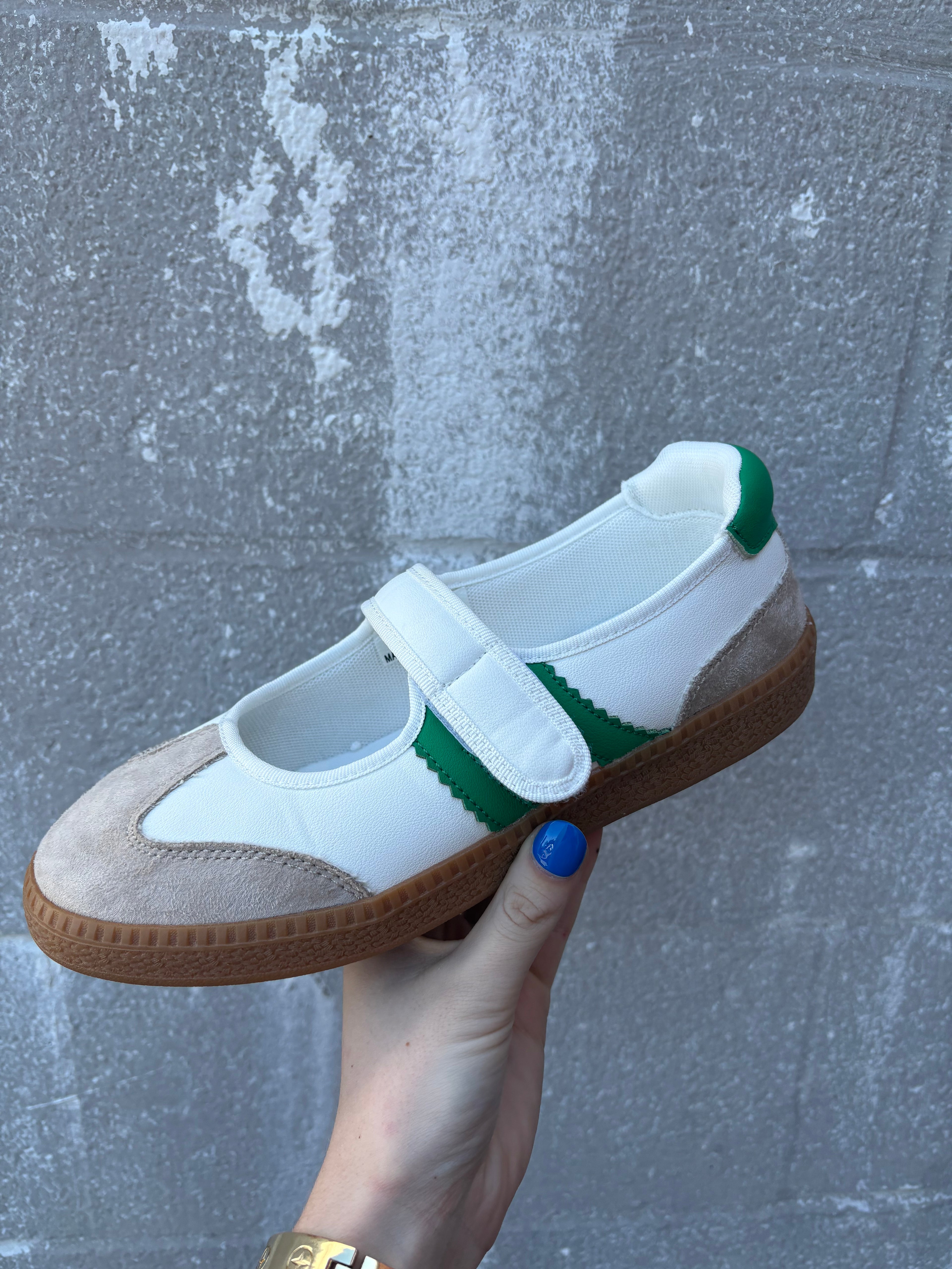 Corkys Mary Jane Sneaker- White/Green