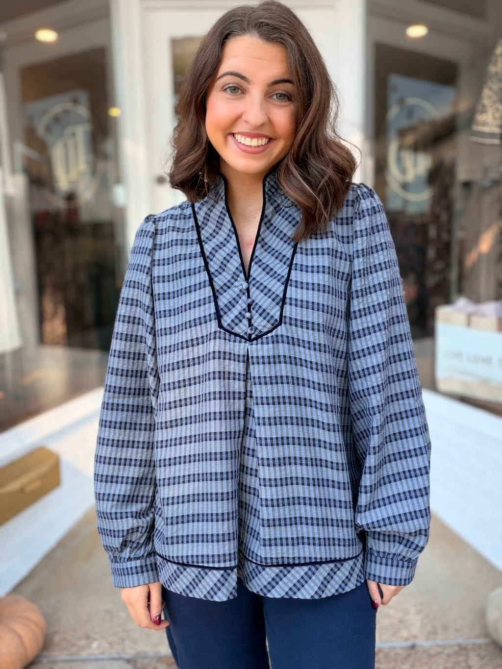 Navy Noelle Blouse