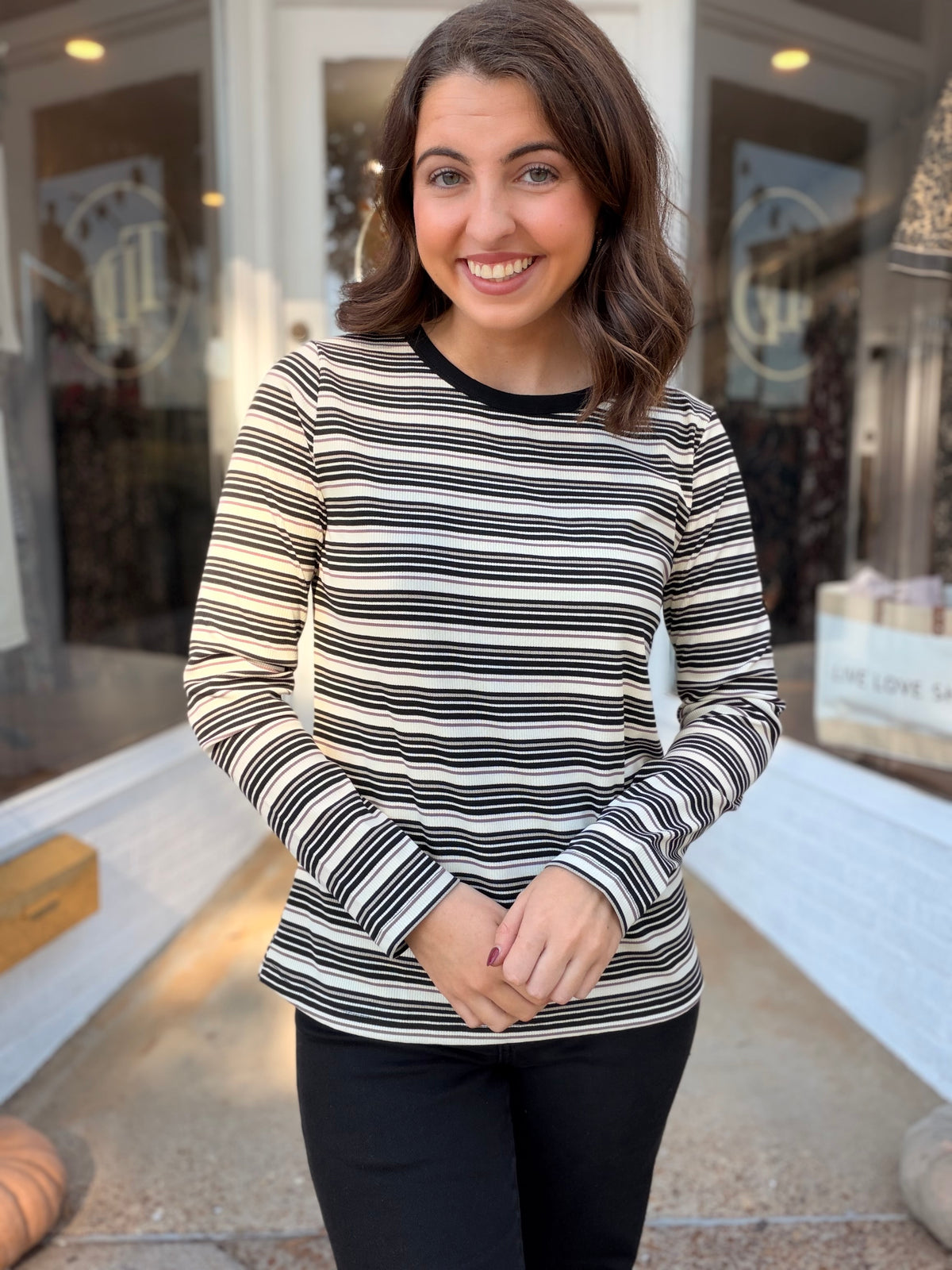 Classic Contrast Top- Black/Ivory