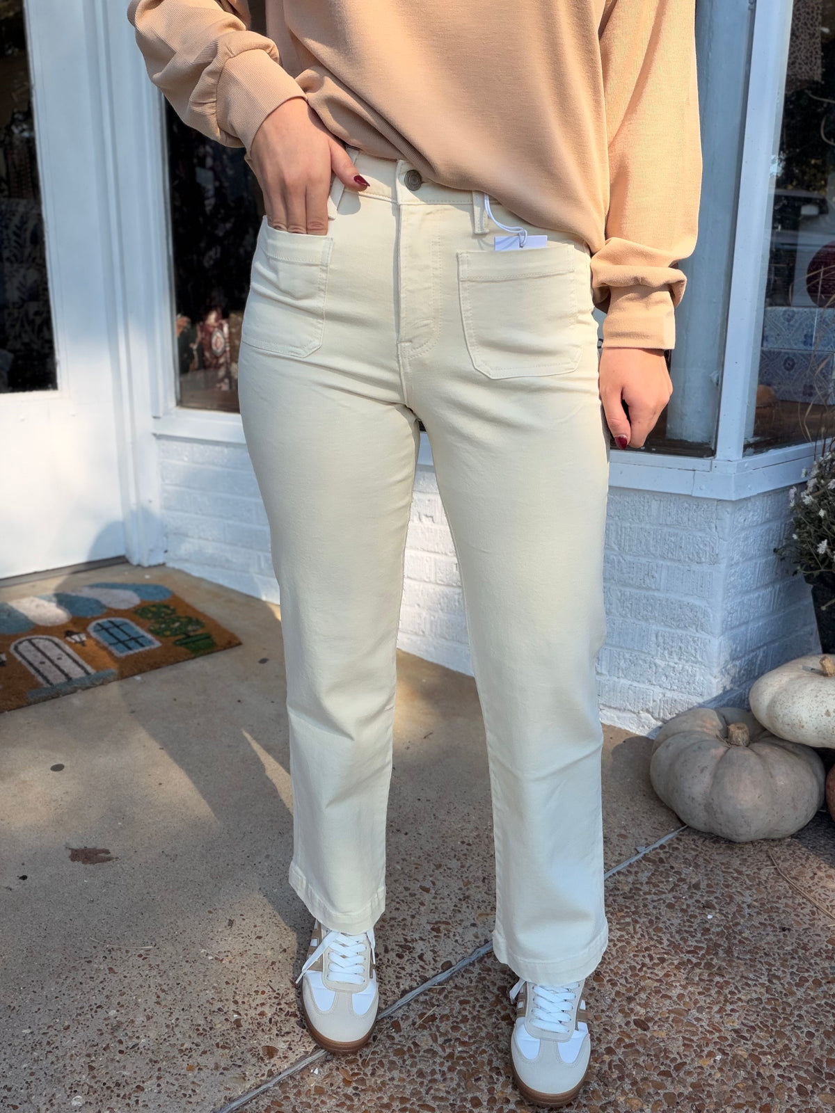 Vervet Simply Slim Jeans- Cream