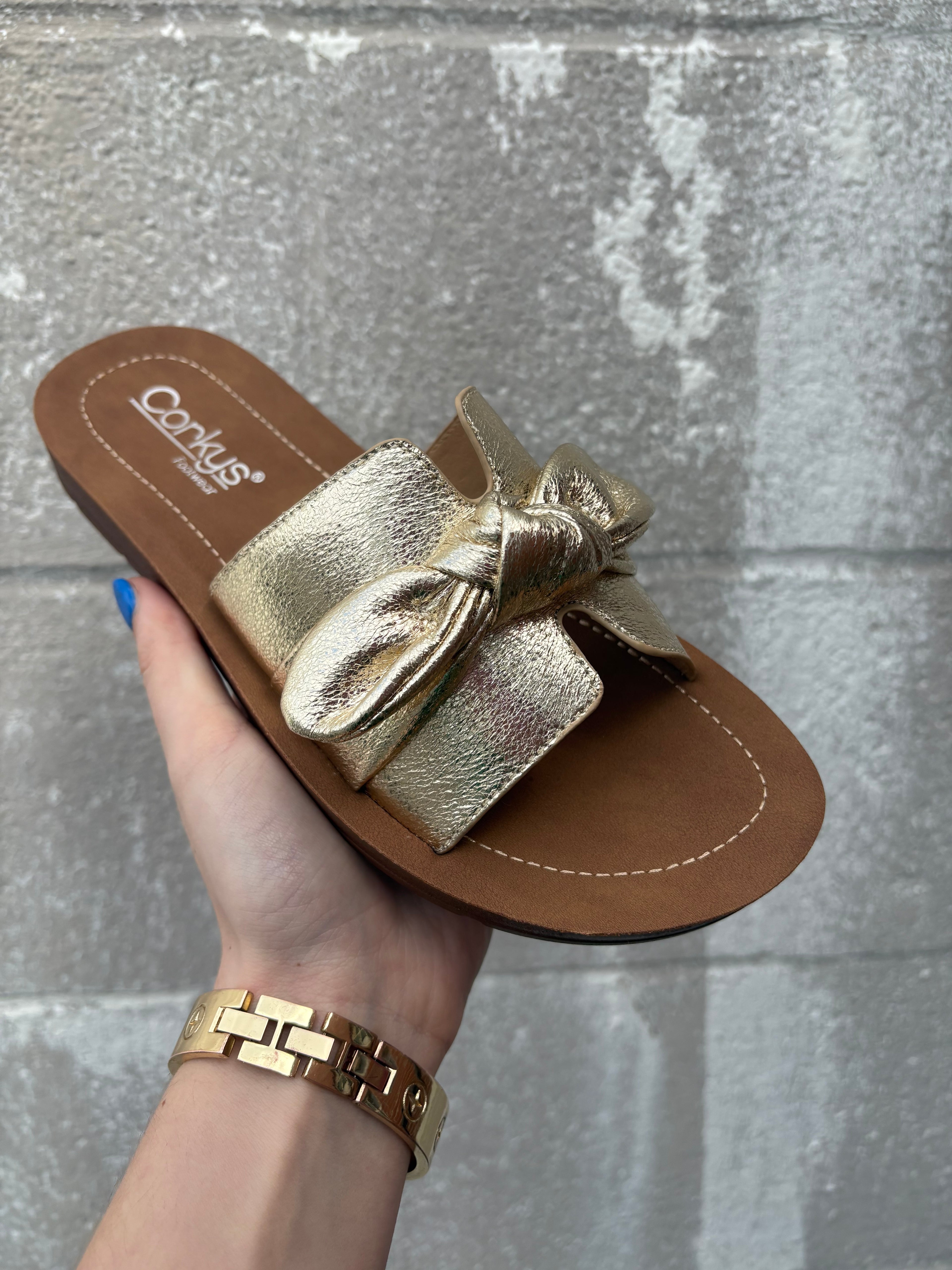 Corkys Too Cute Flats- Gold Crinkle