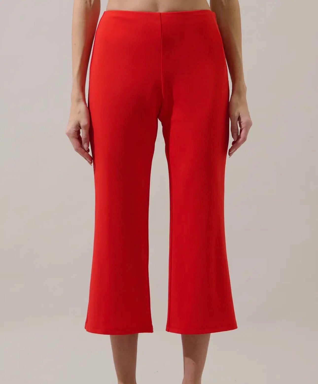 Red Cropped Flare Pants