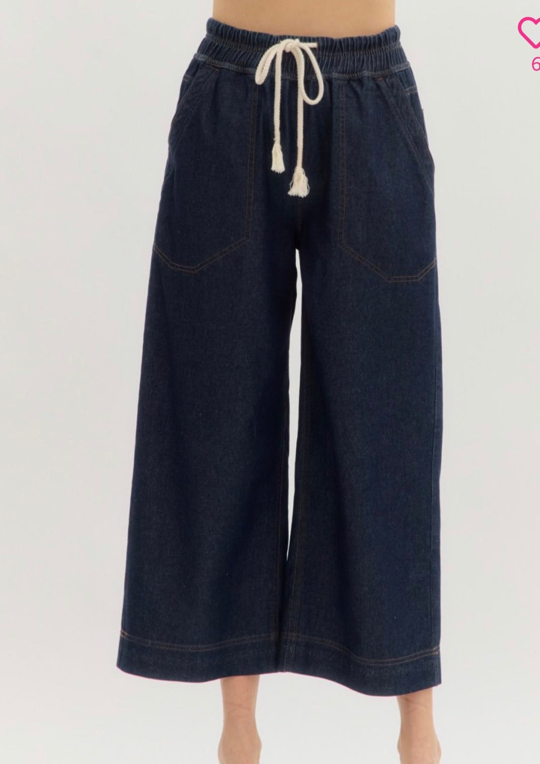 Dark Denim Drawstring Pants