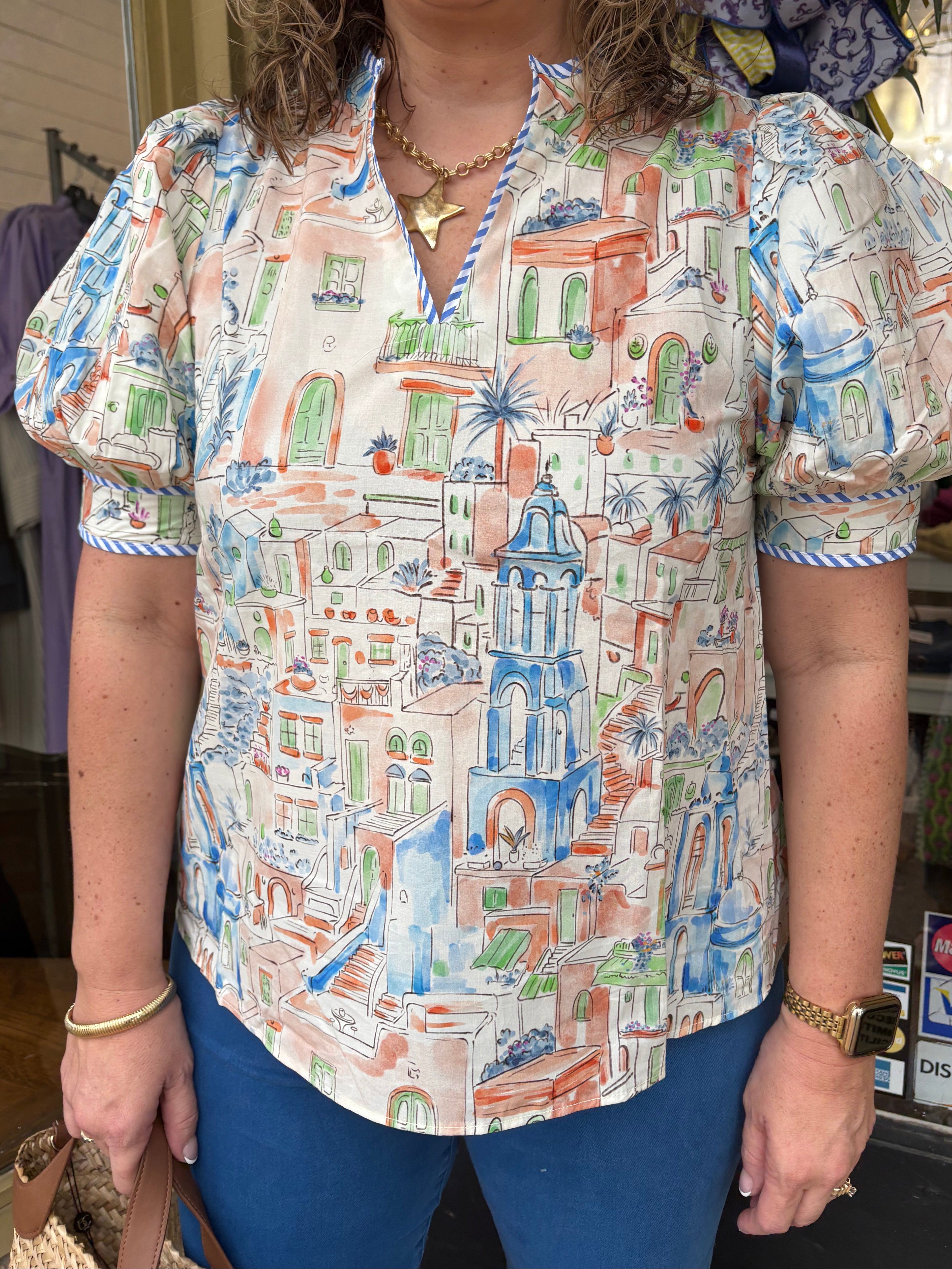 Blue Combo Town Blouse