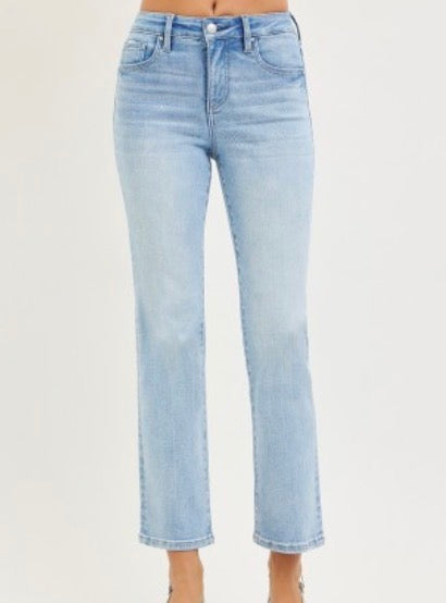 Risen Light Wash Crop Straight Jeans