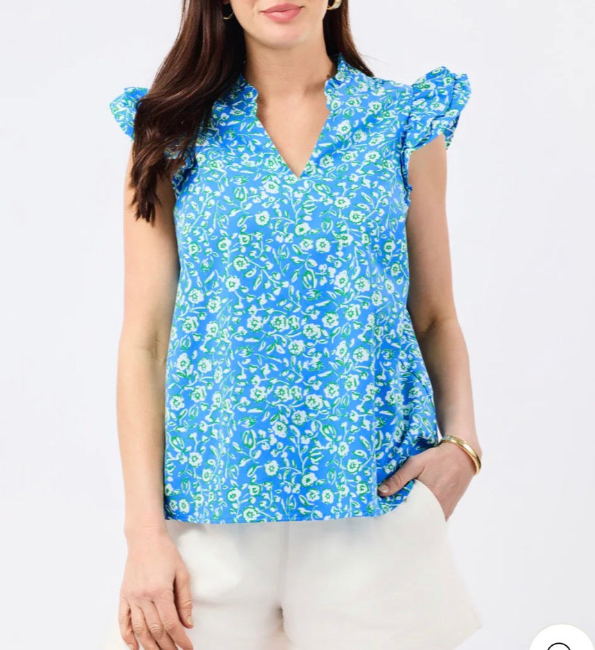 Mary Square Blue/Green Leigh Meadow Top