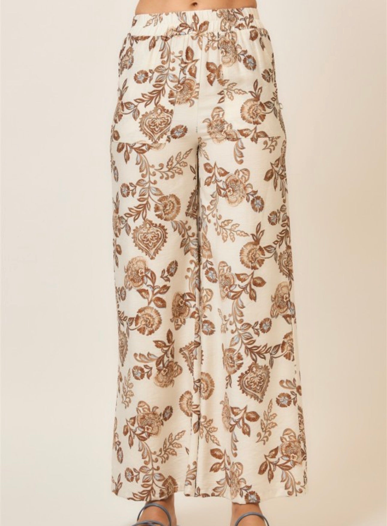 Natural Floral Print Pants