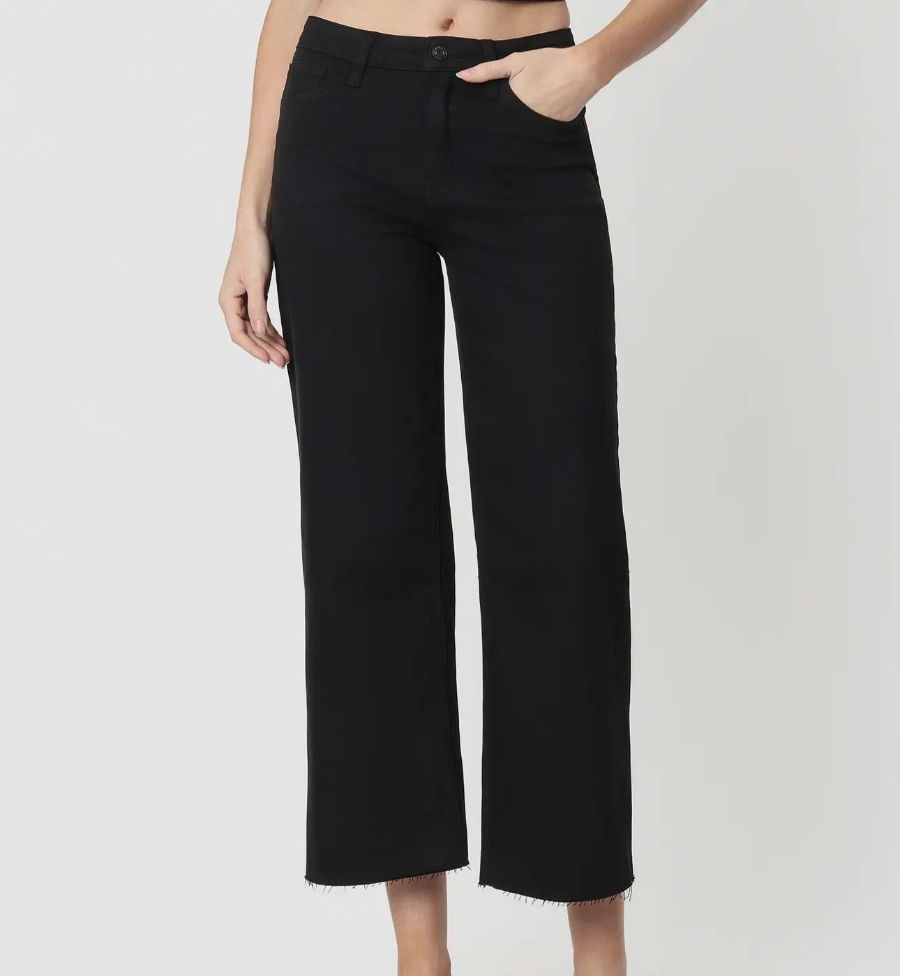 Vervet Black Crop Wide Leg Jeans
