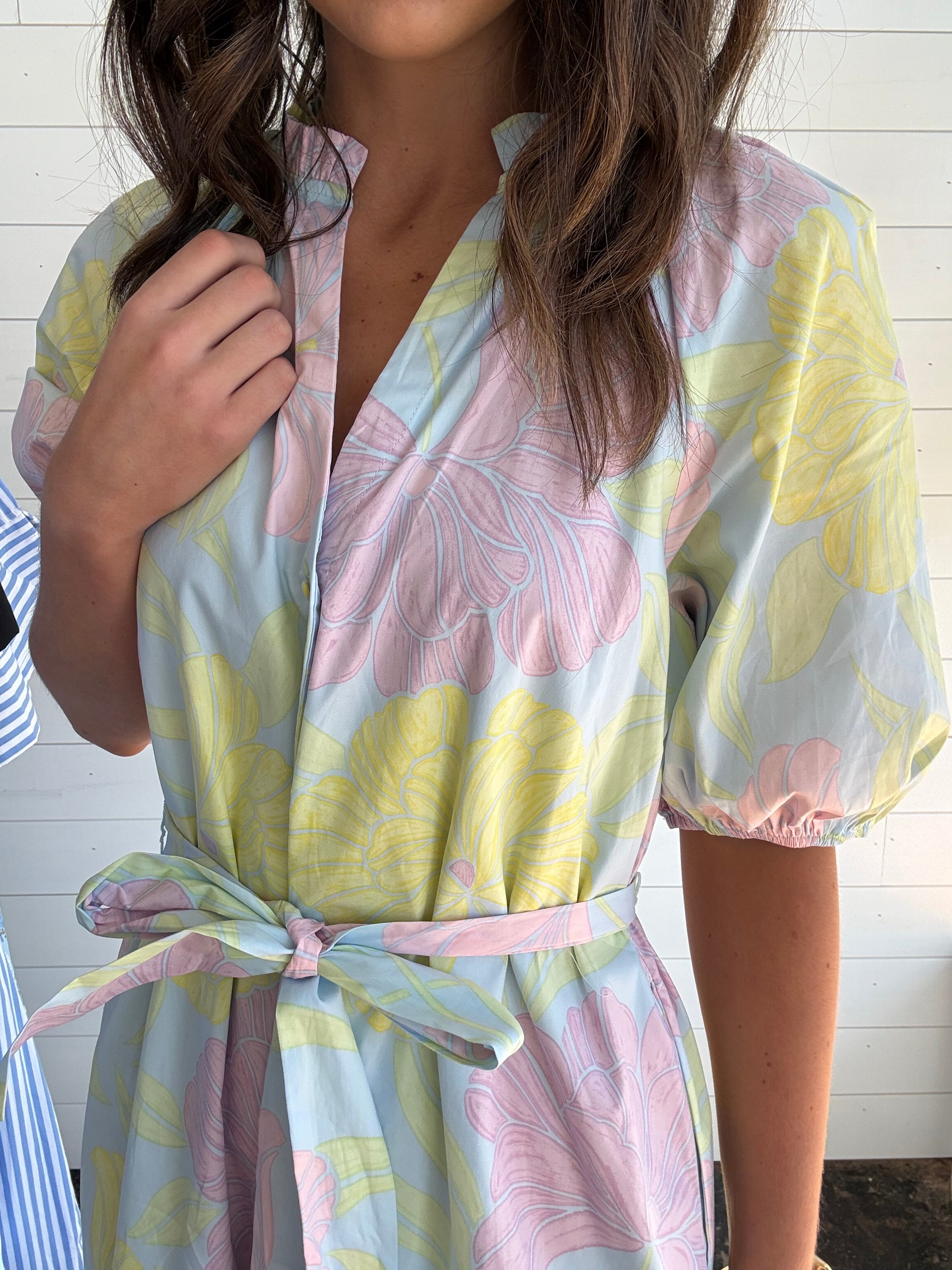 Pastel Floral Midi Tiered Dress