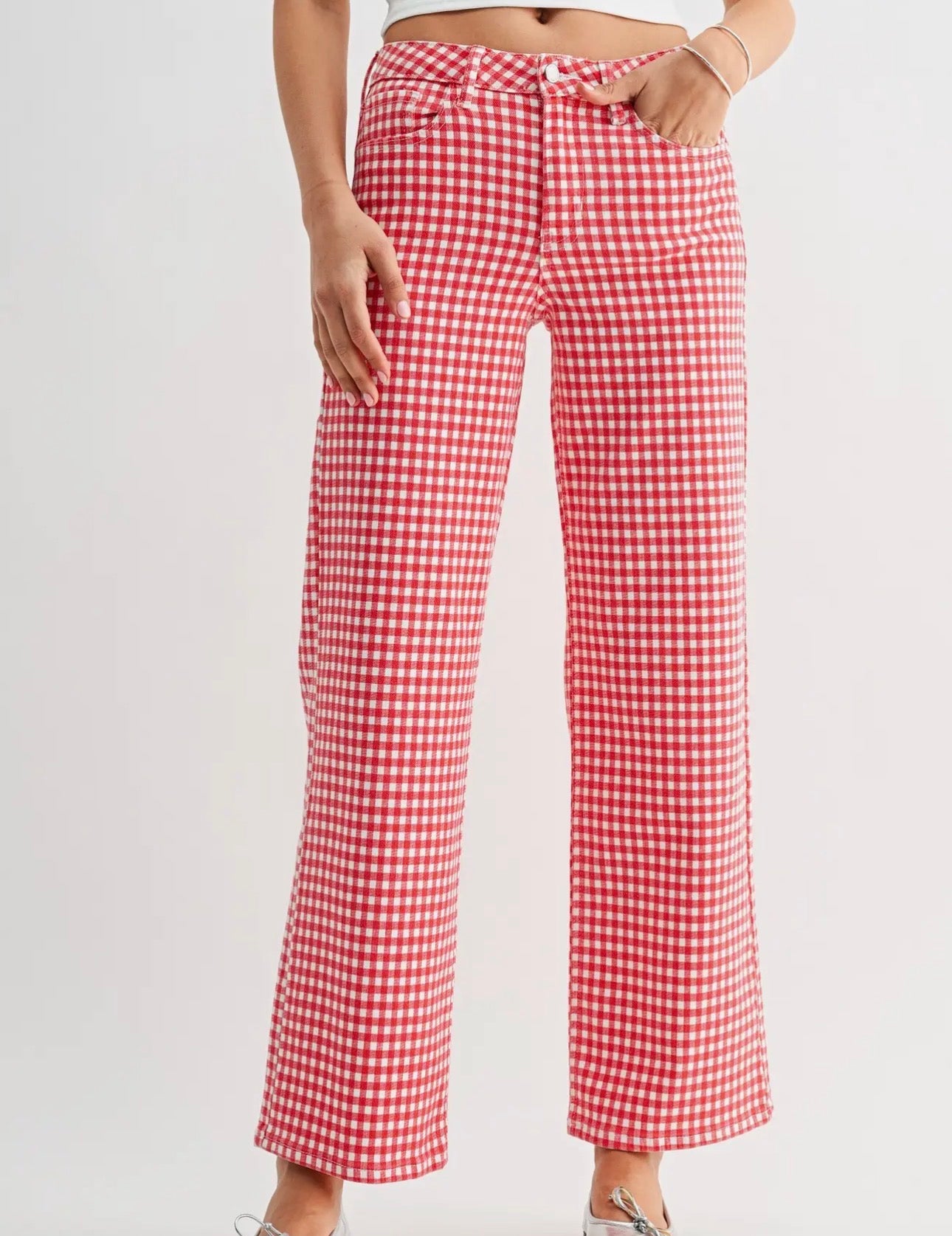 JBD Red Gingham Jeans