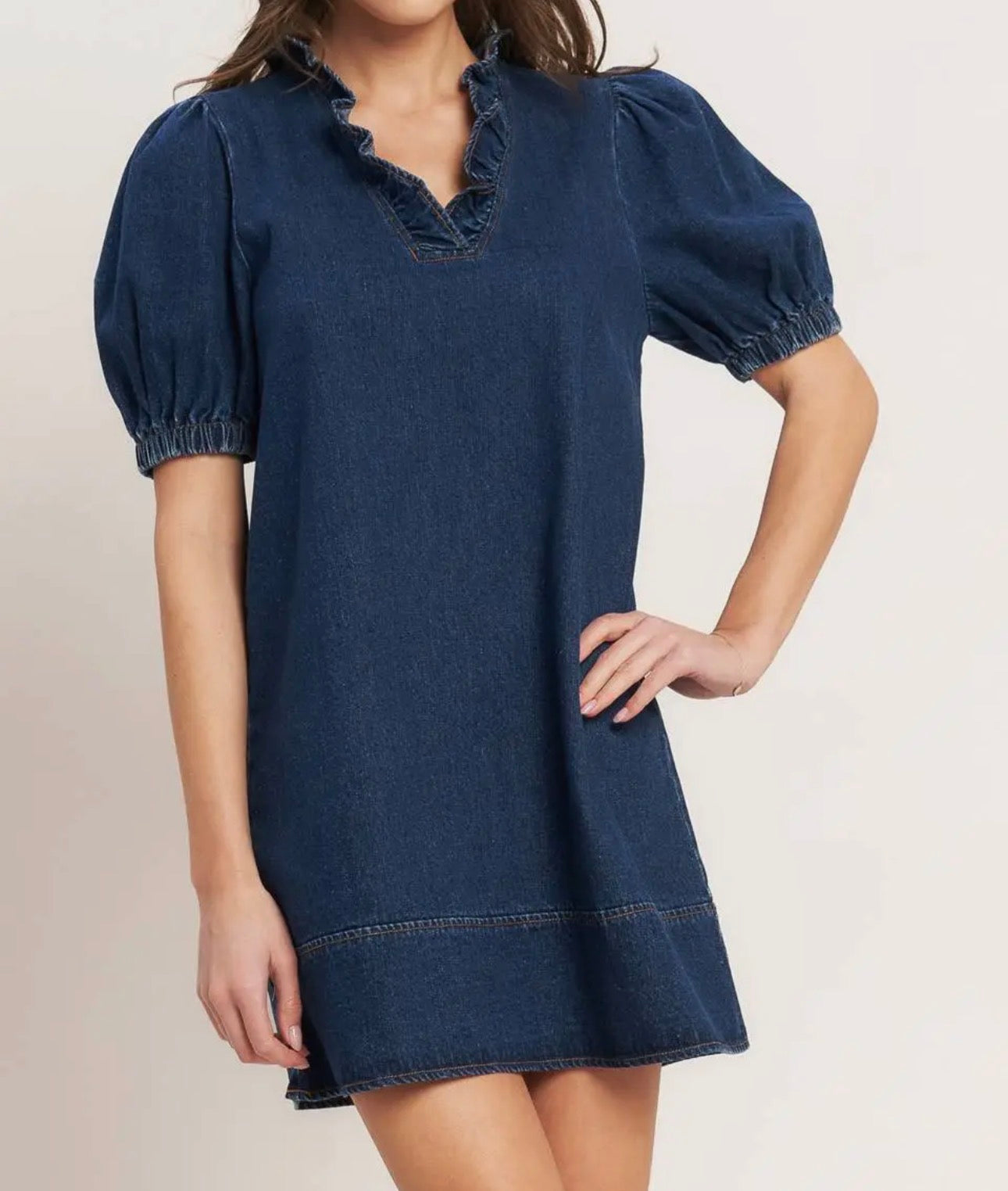 Washed Denim Short Dress