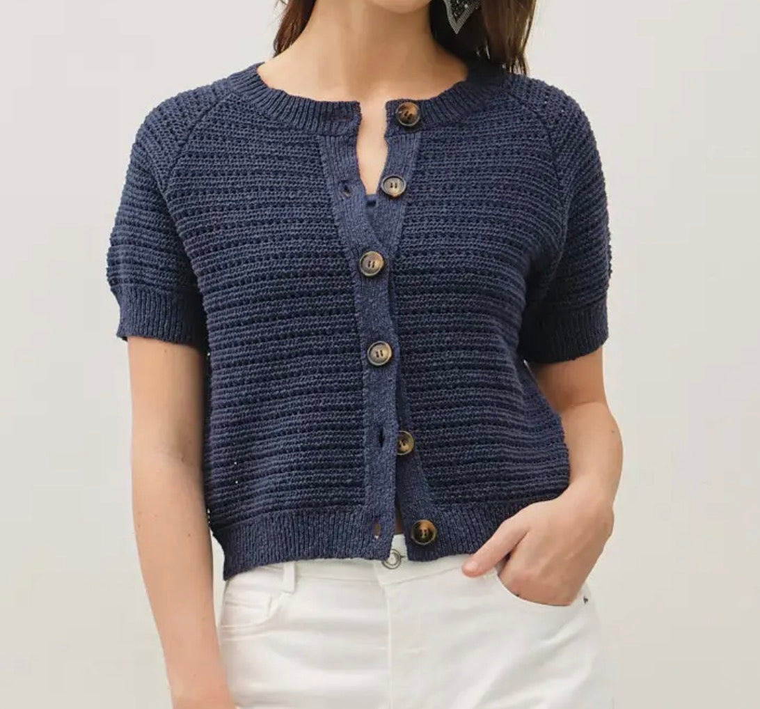Indigo Crochet Cardigan