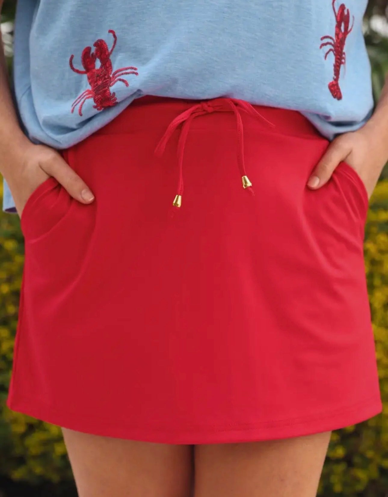 Solid Red Skort