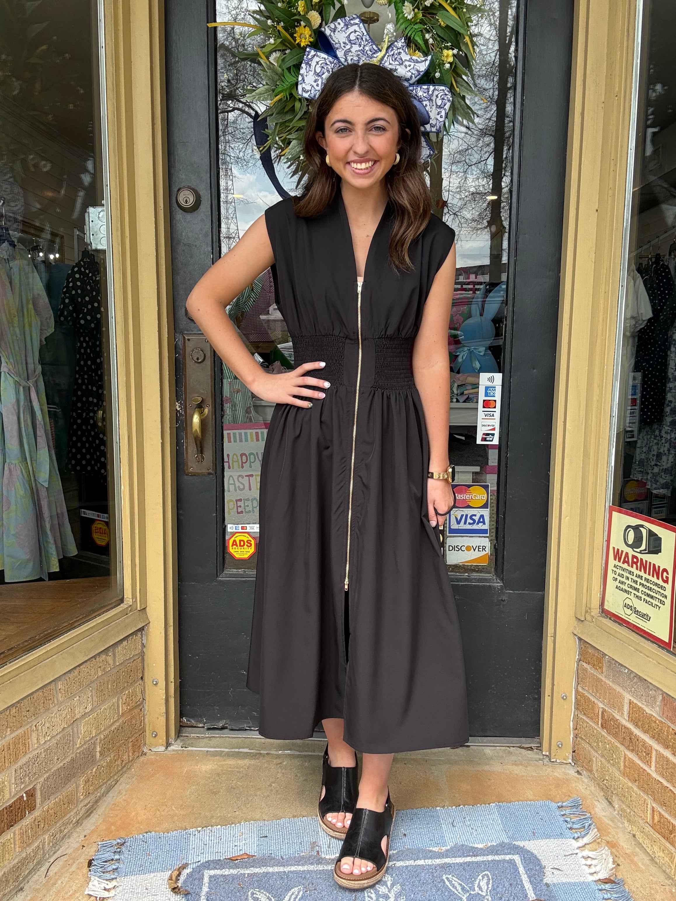 Black Front Zipper Dress