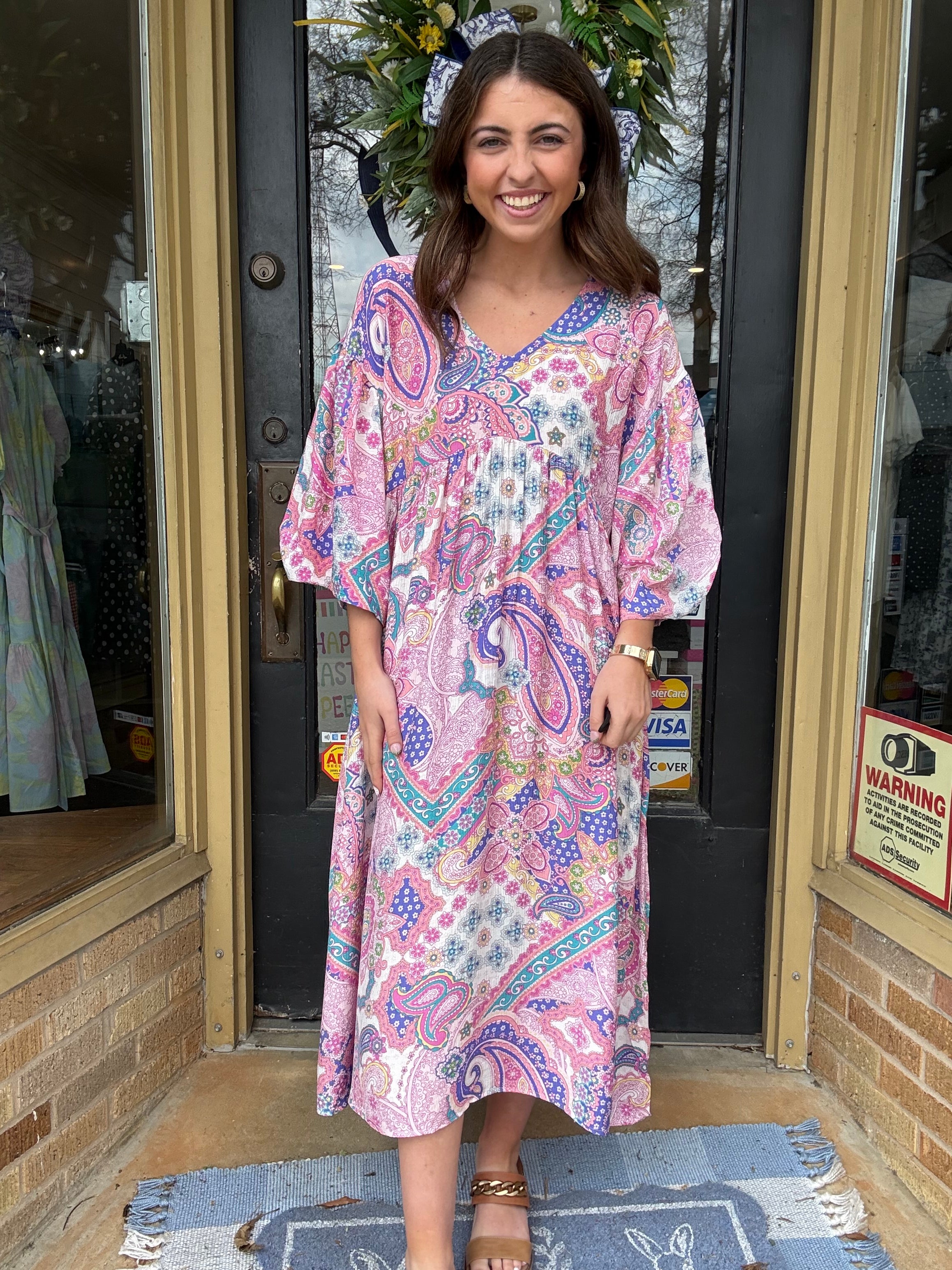 Lilac Pink Printed Midi Dress