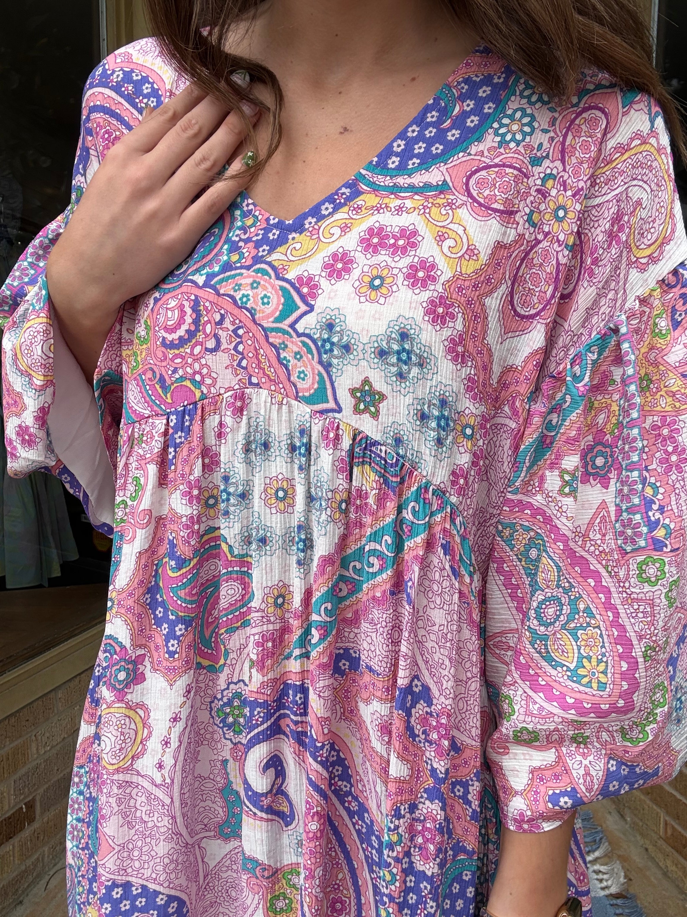 Lilac Pink Printed Midi Dress