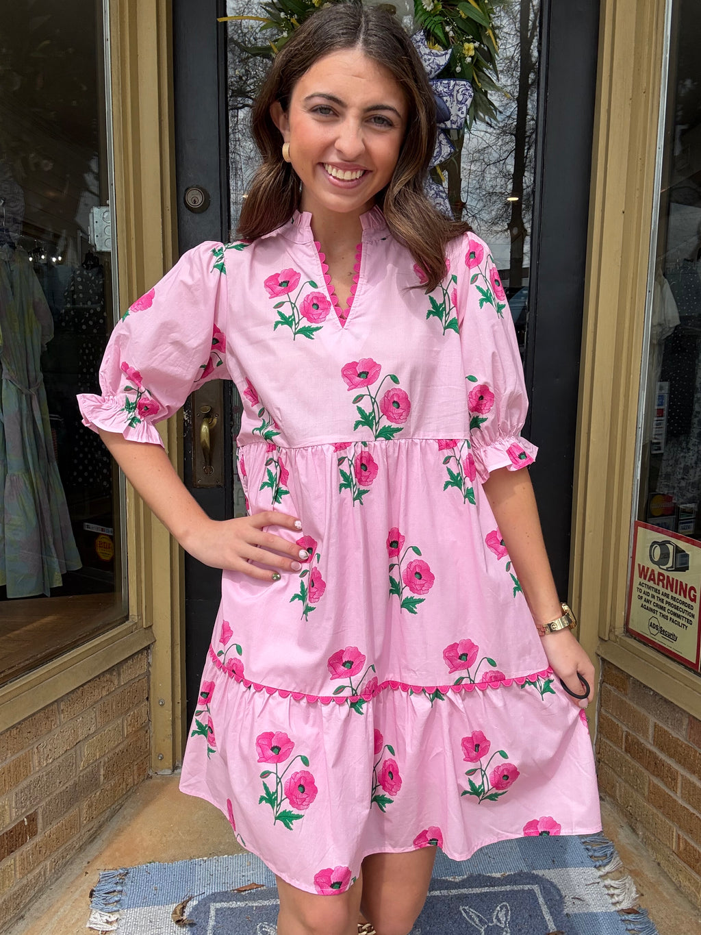 Pink Floral Short Dress