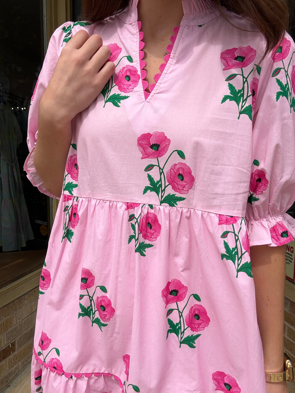 Pink Floral Short Dress