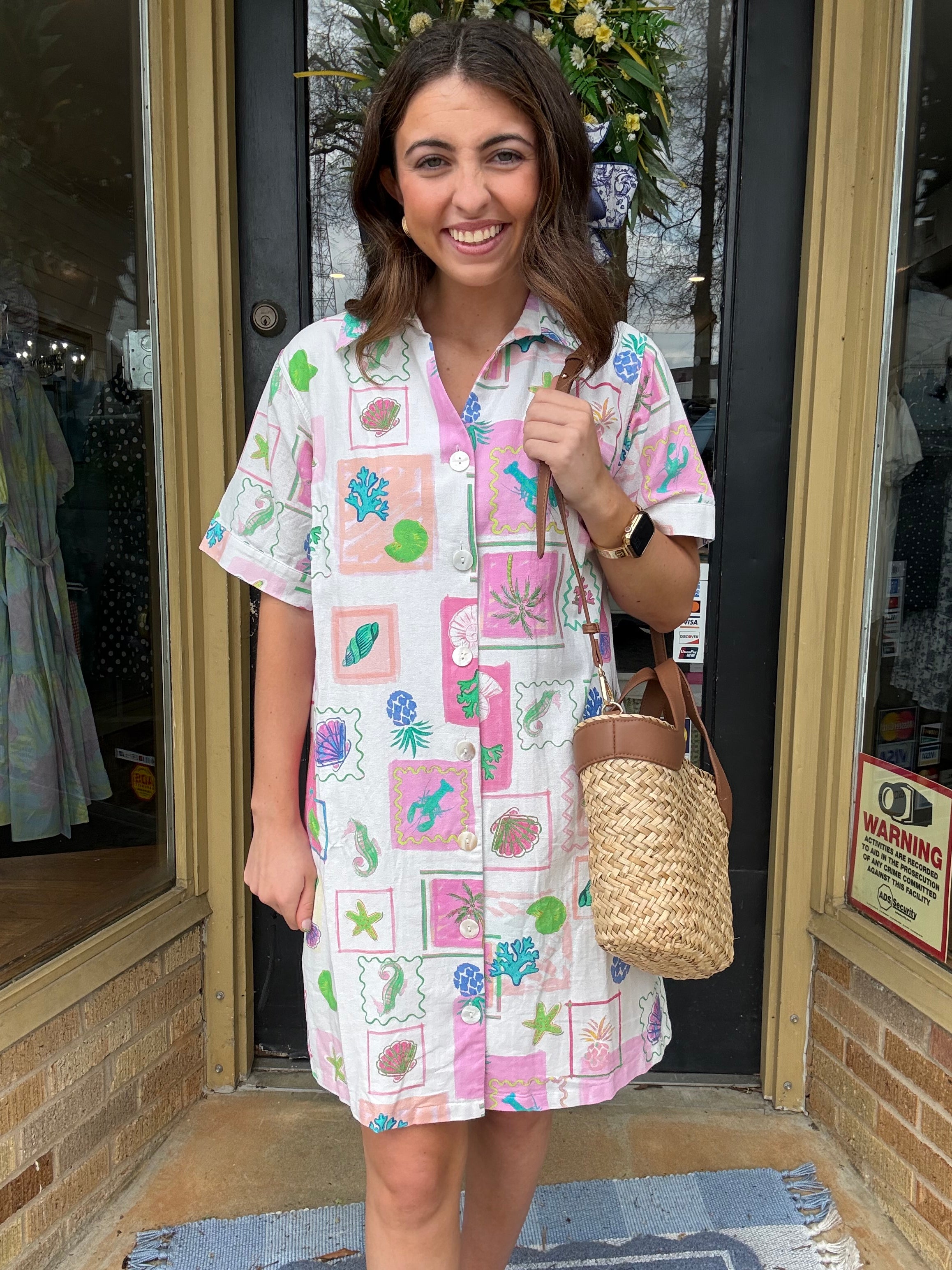 Pink Coastal Print Dress