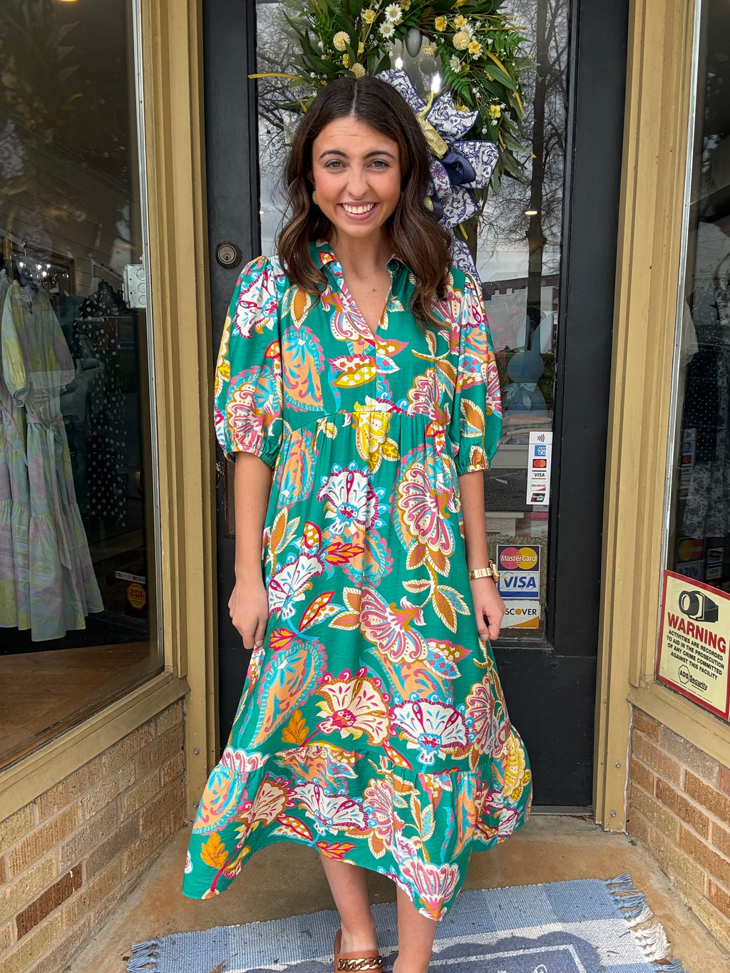 Teal Mix Paisley Midi Dress