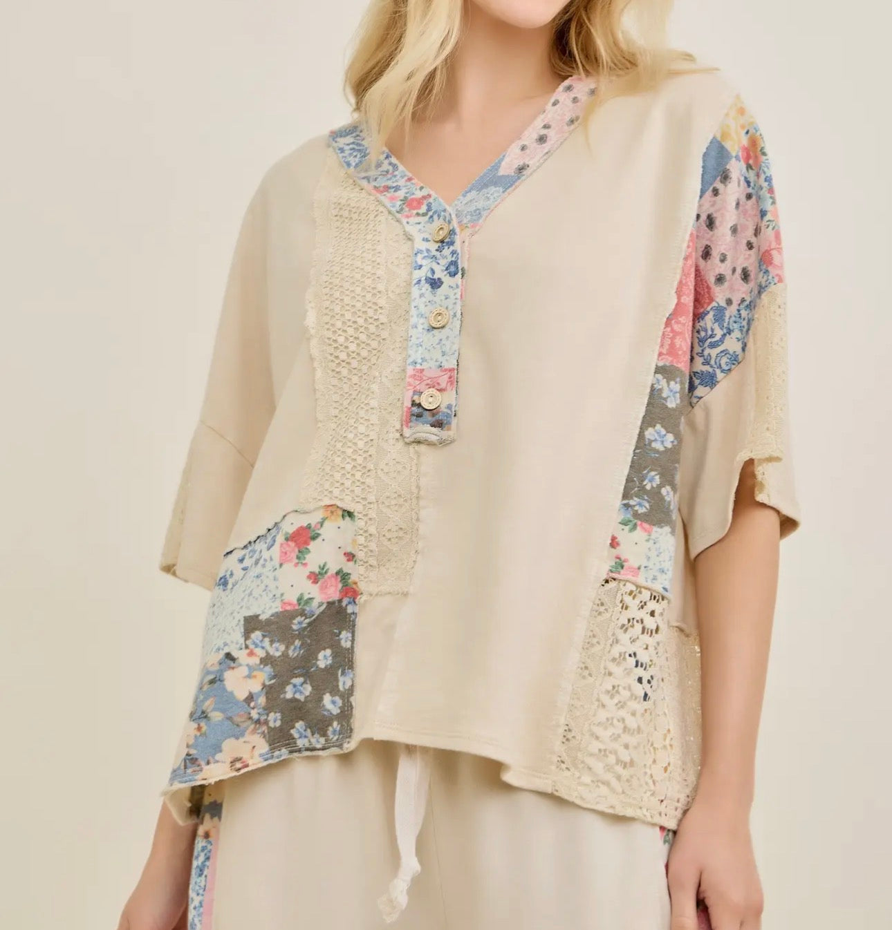 Natural Bandana Lace Top