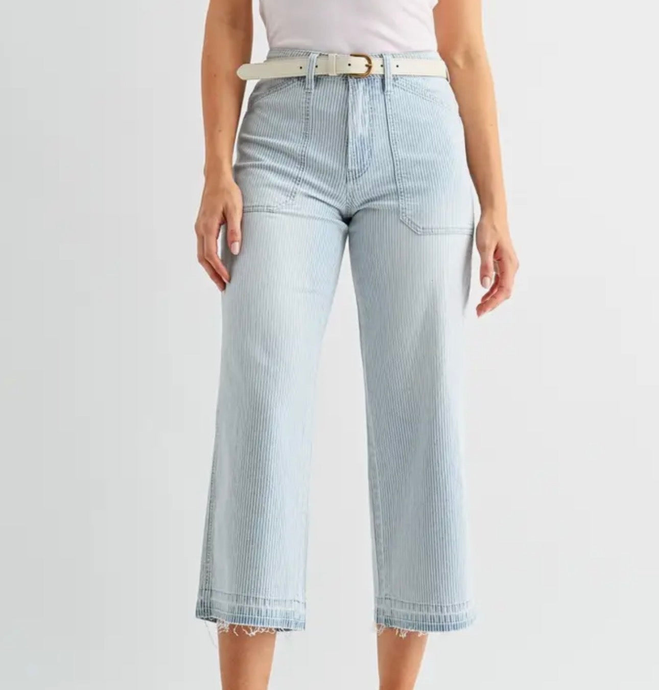 Mica Blue Contrast Stripe Crop Jeans