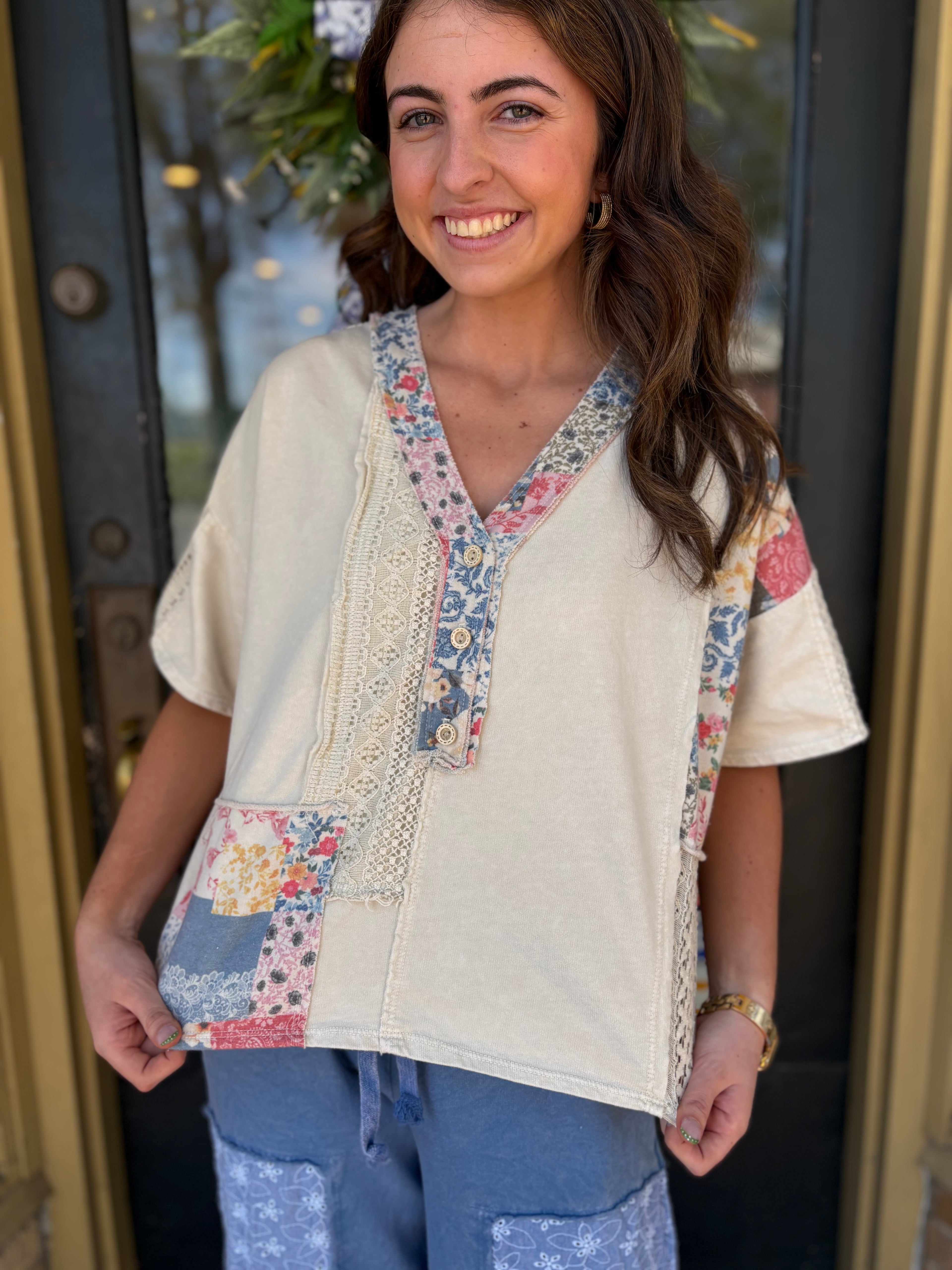 Natural Bandana Lace Top