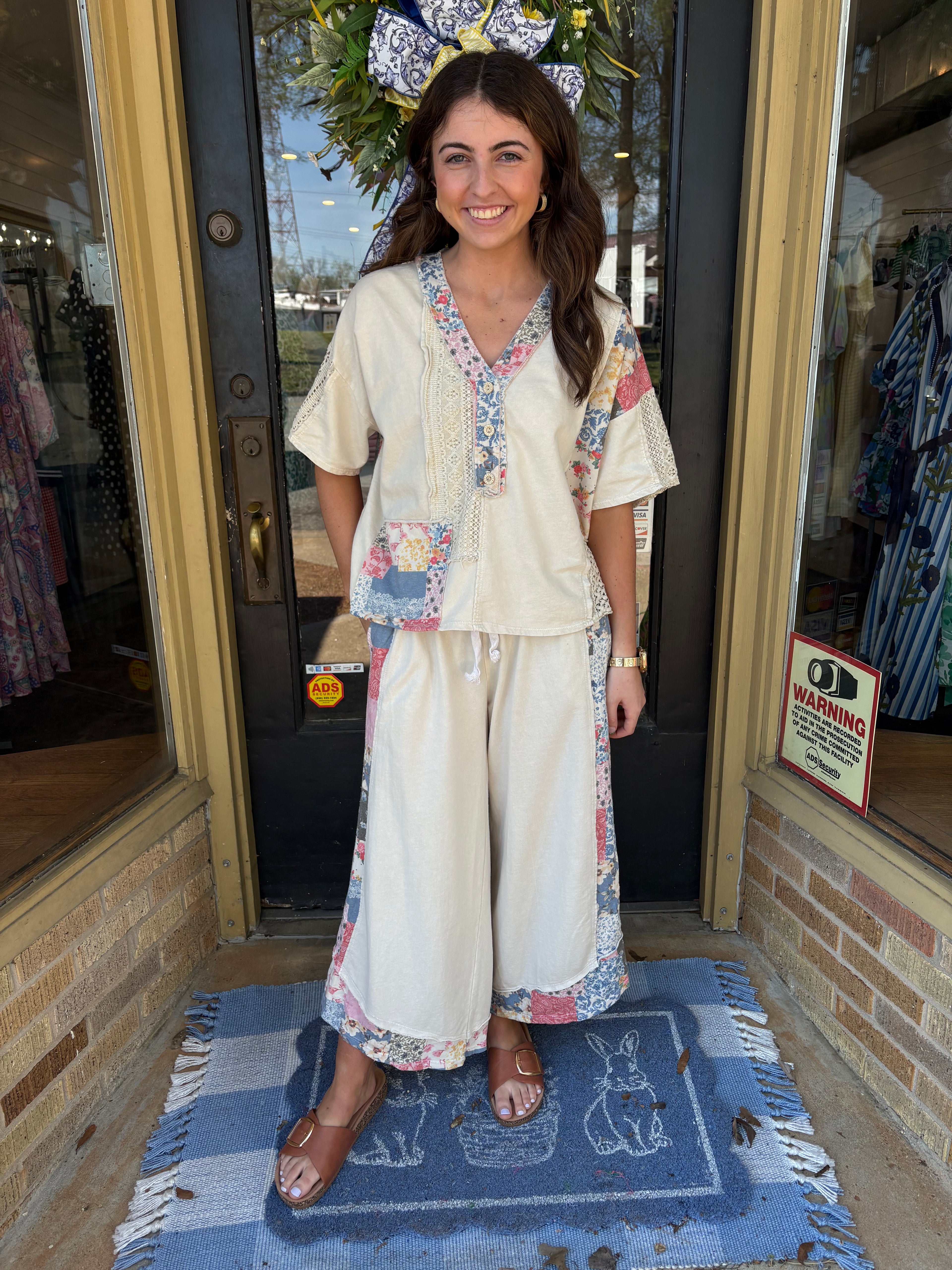 Natural Bandana Cropped Pants