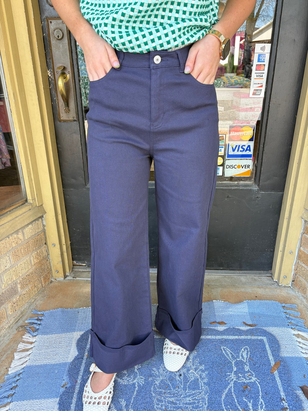 Navy Cuff Pants